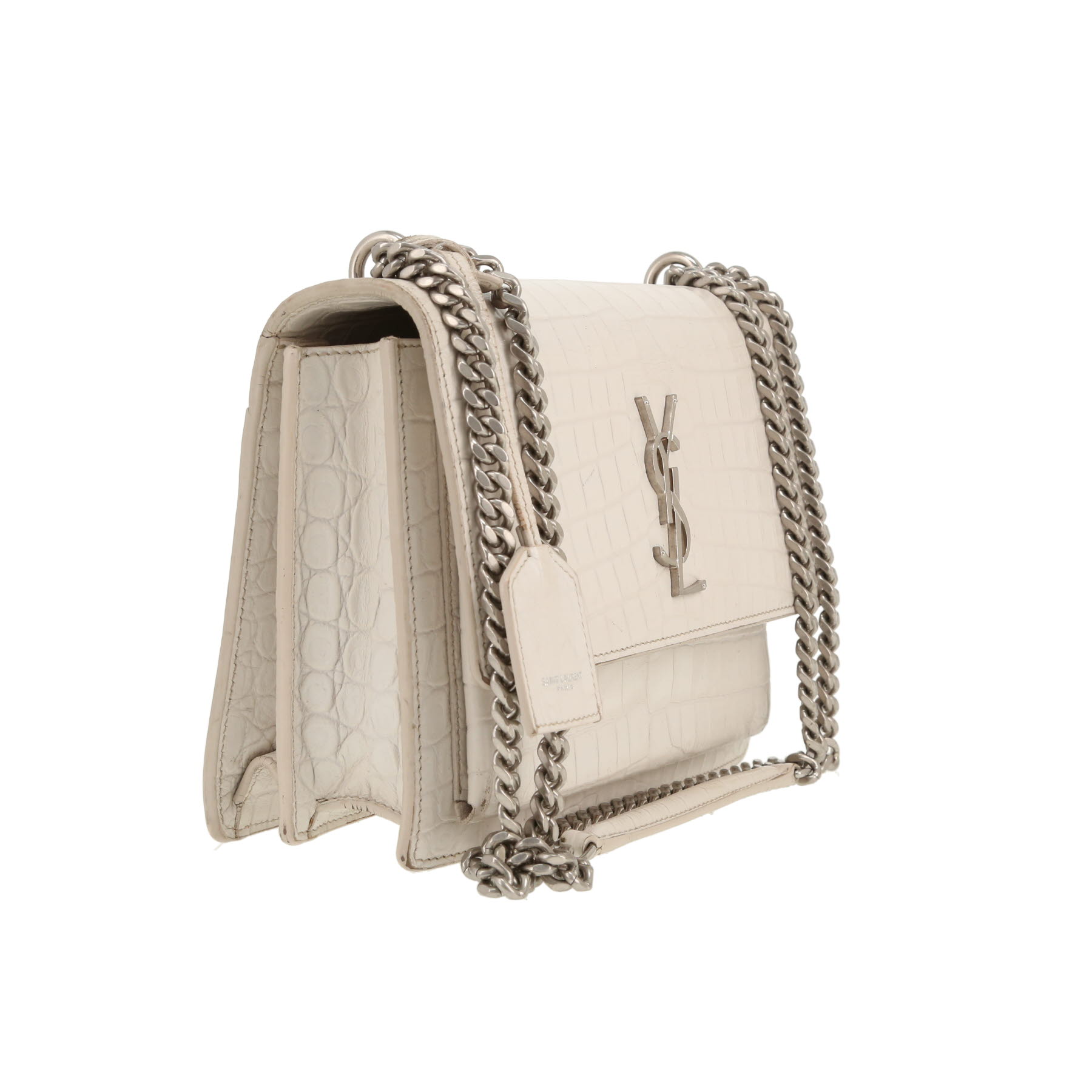 Saint Laurent  Sunset shoulder bag  in white leather