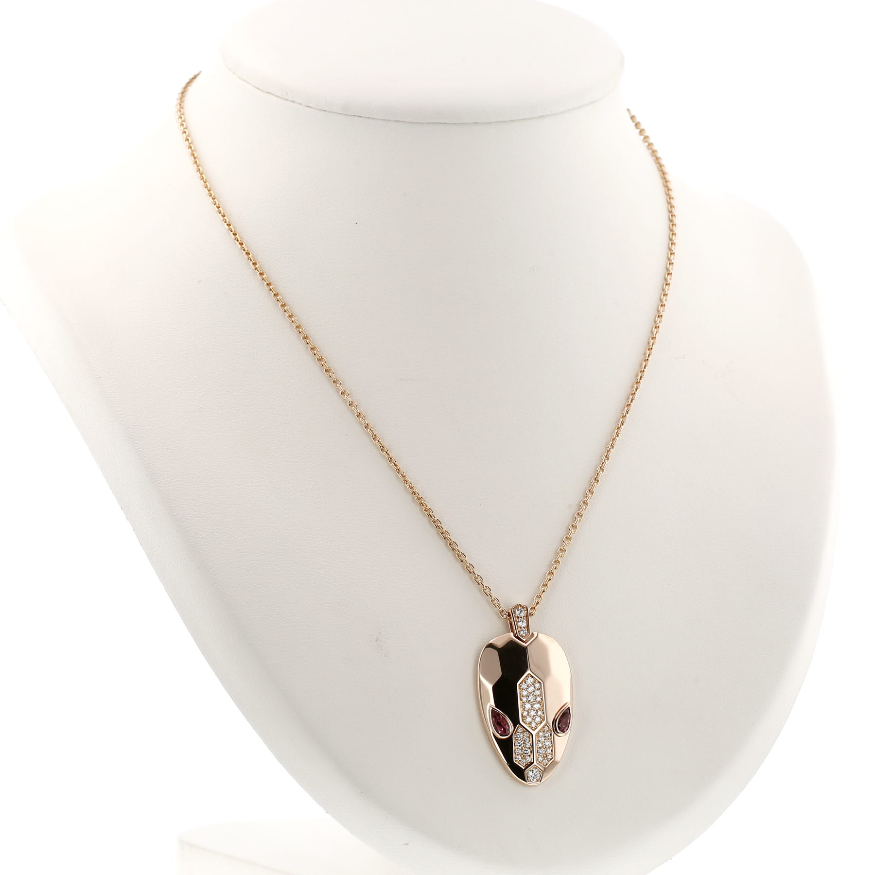 Bulgari Serpenti Seduttori necklace in rose gold, tourmaline and diamonds