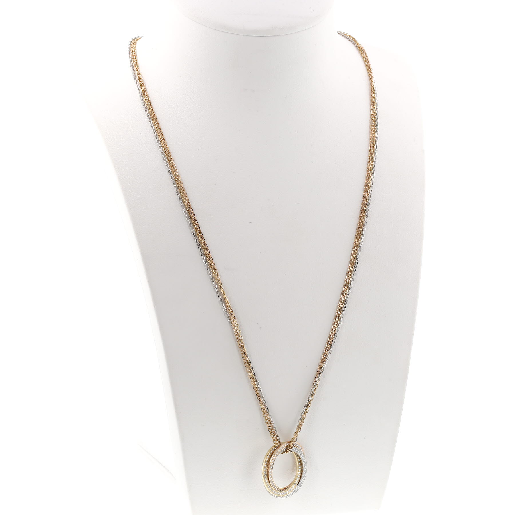 Cartier Trinity pendant in 3 golds and diamonds