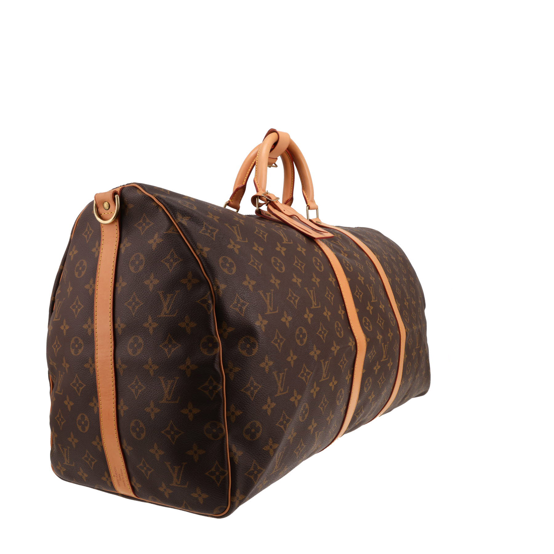 Louis Vuitton Keepall 60 travel bag in brown Monogram canvas and natural leather