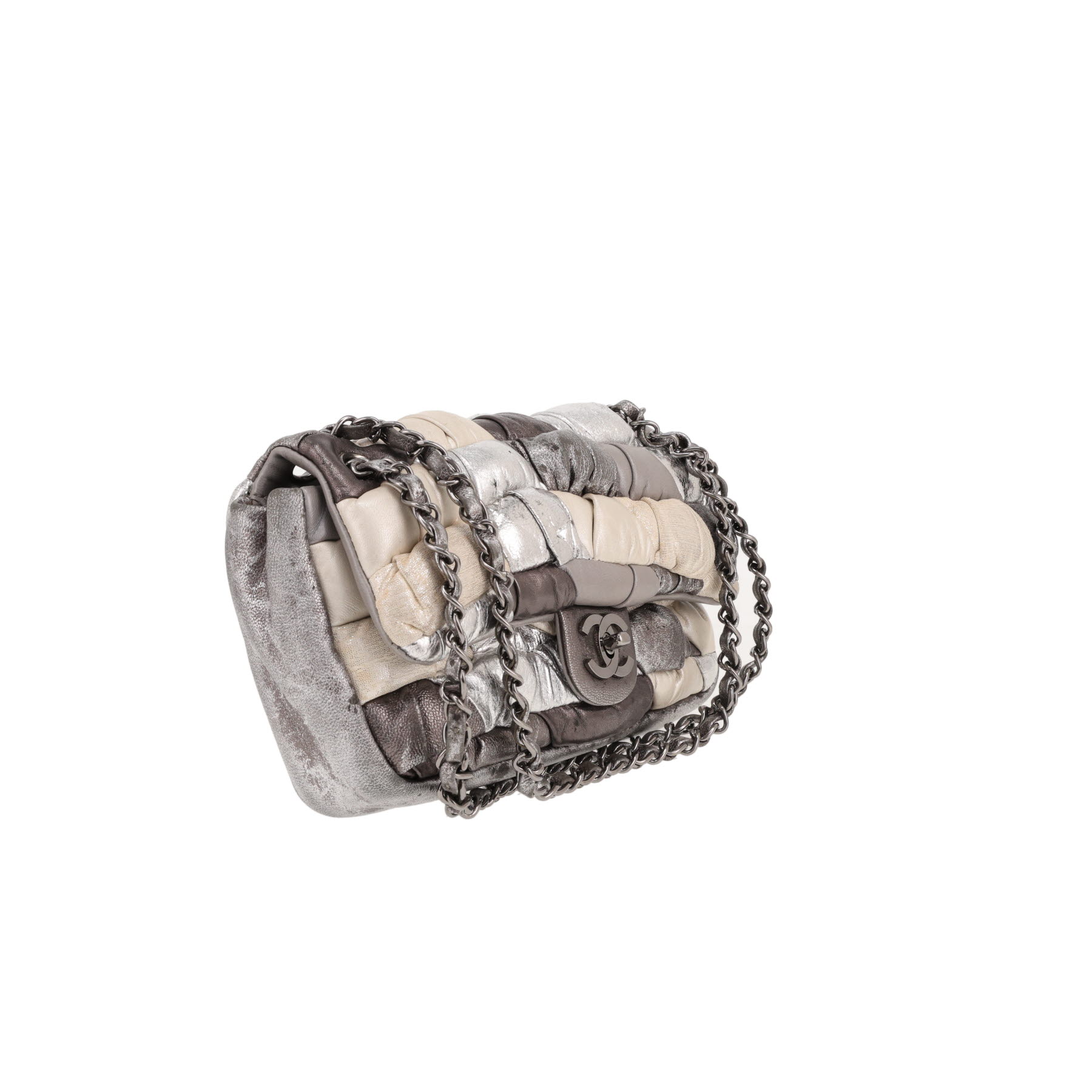 Bolso de mano Chanel  Baguette en cuero beige gris y plateado