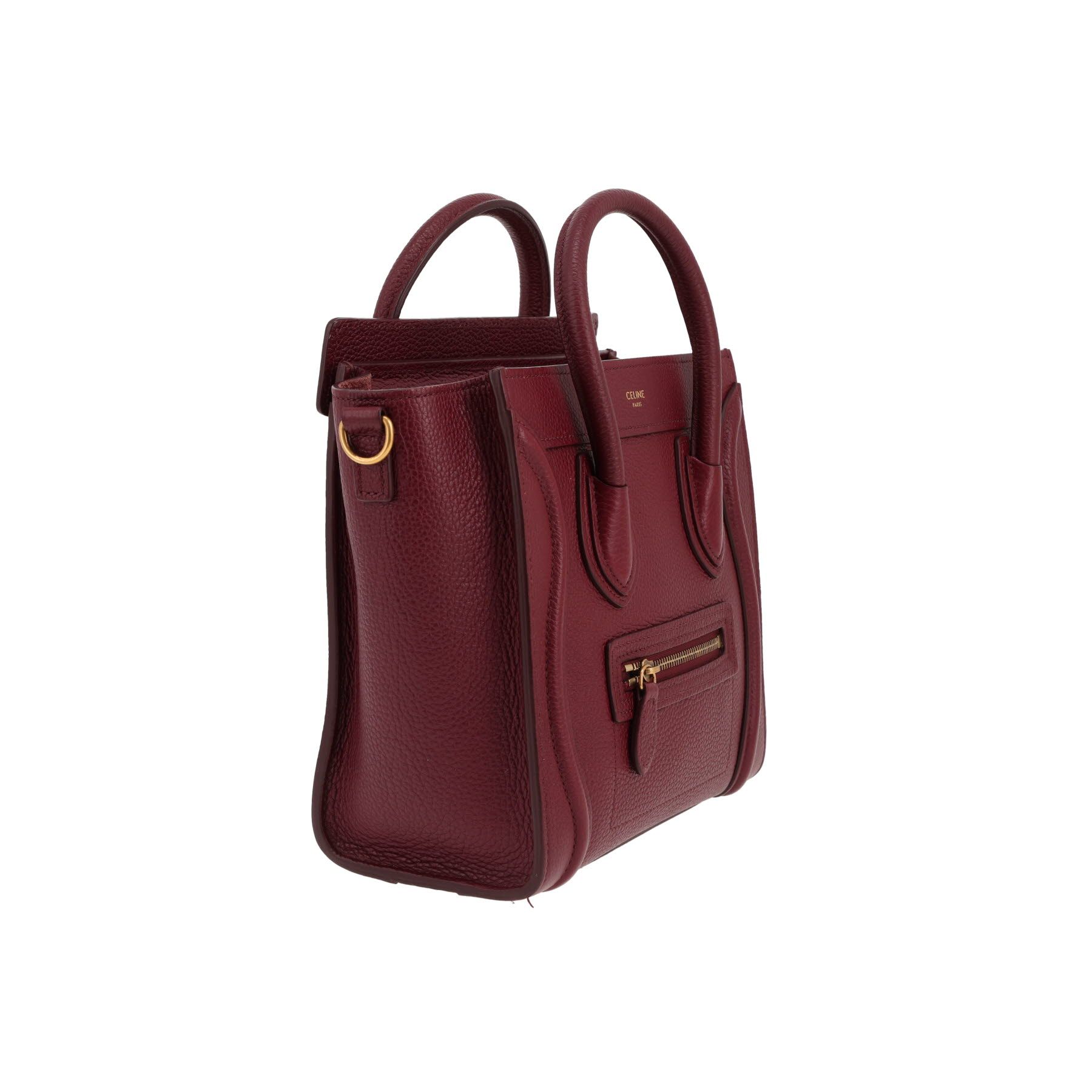 Sac bandoulière Celine  Luggage Nano en cuir grainé bordeaux
