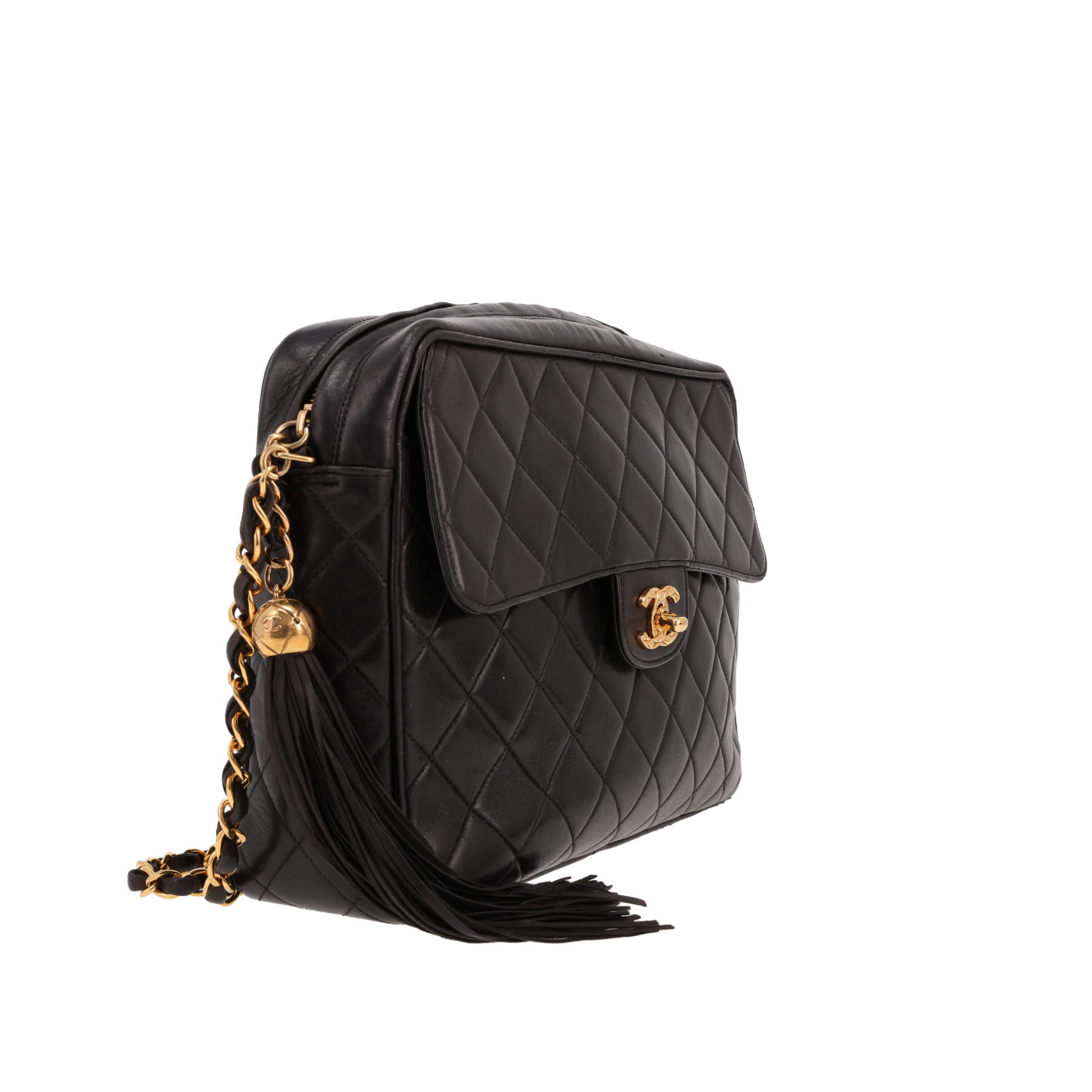 Bolso bandolera Chanel  Vintage en cuero acolchado negro