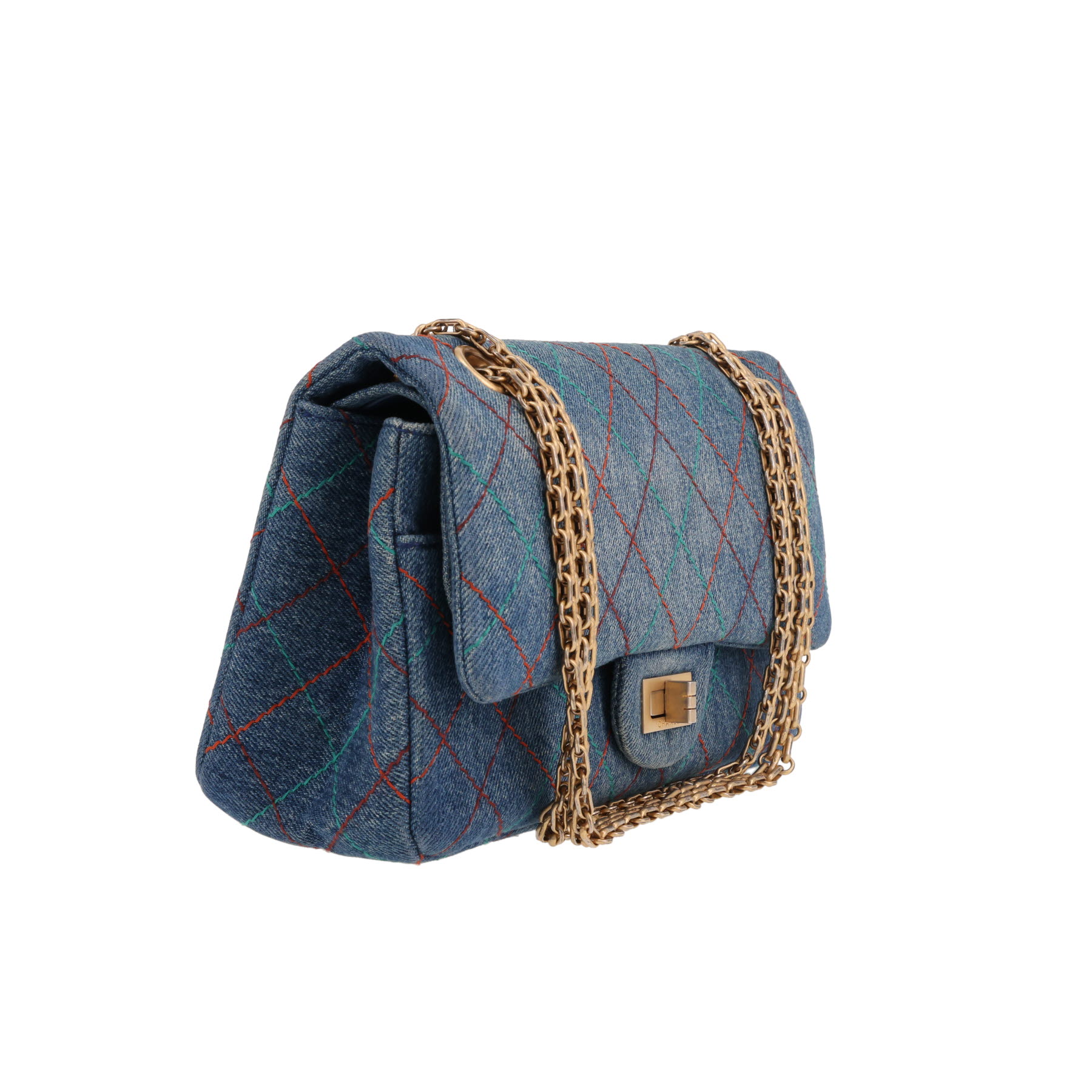 Borsa a tracolla Chanel  2.55 modello piccolo  in tela denim blu