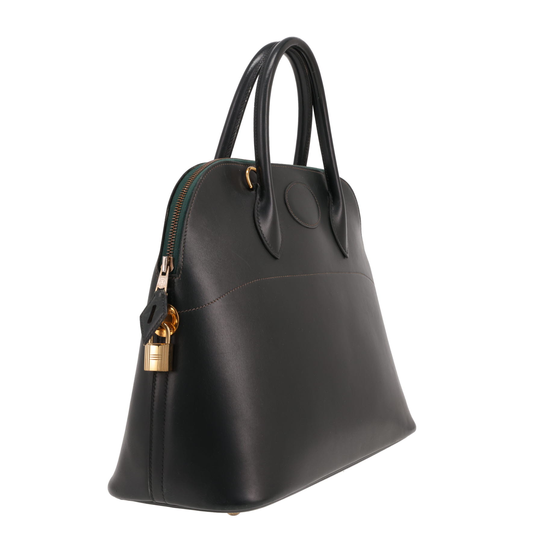 Hermès Bolide 35 cm handbag in Vert Anglais box leather
