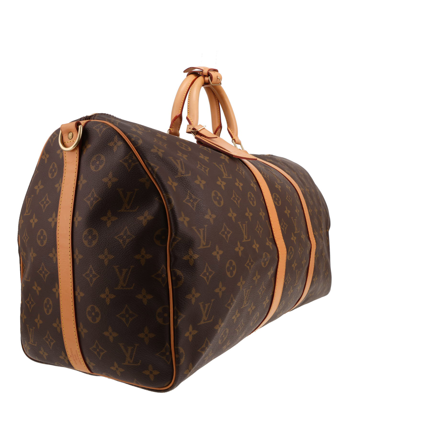 Louis Vuitton Keepall 55 travel bag in brown Monogram canvas and natural leather