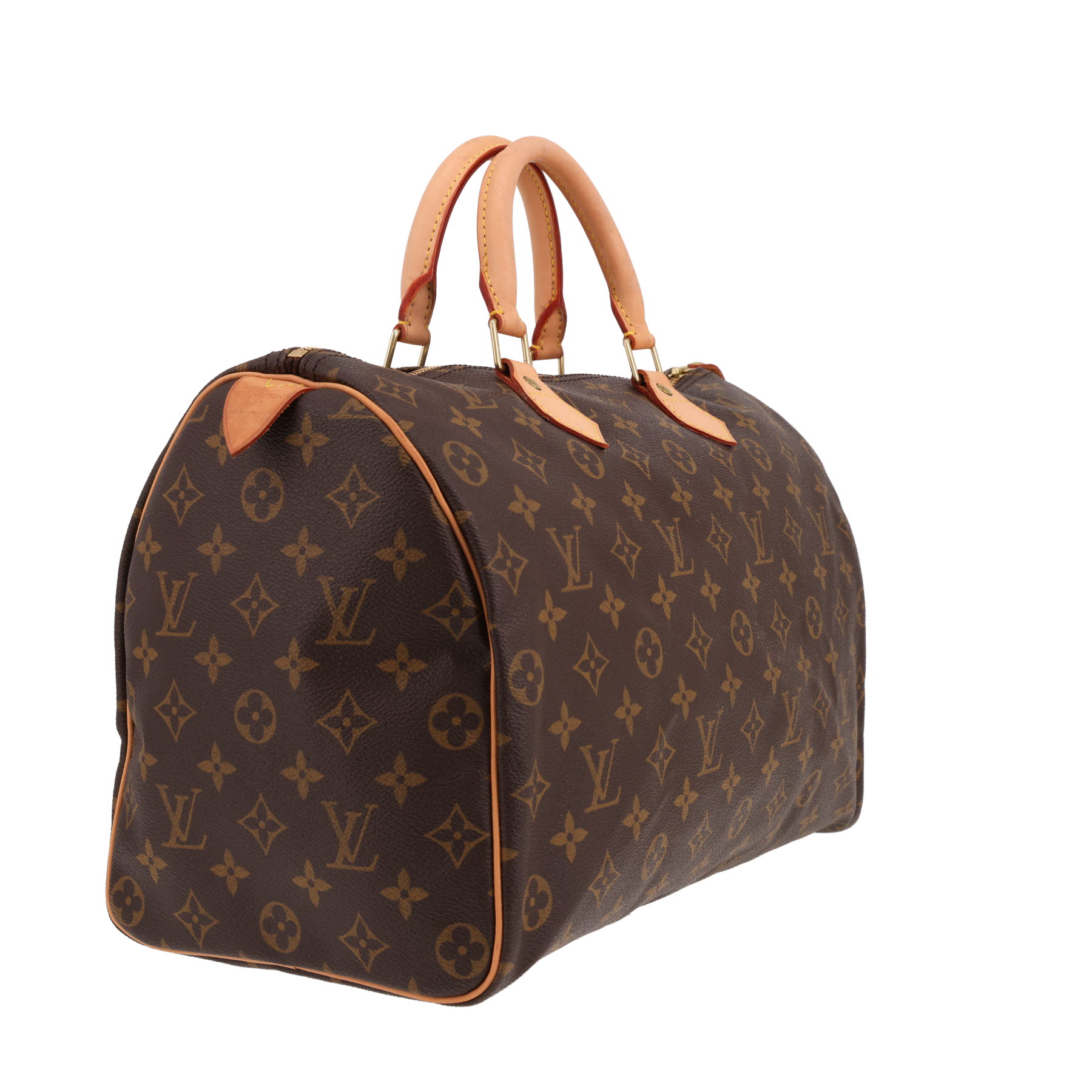 Louis Vuitton  Speedy 35 handbag  monogram canvas  and natural leather