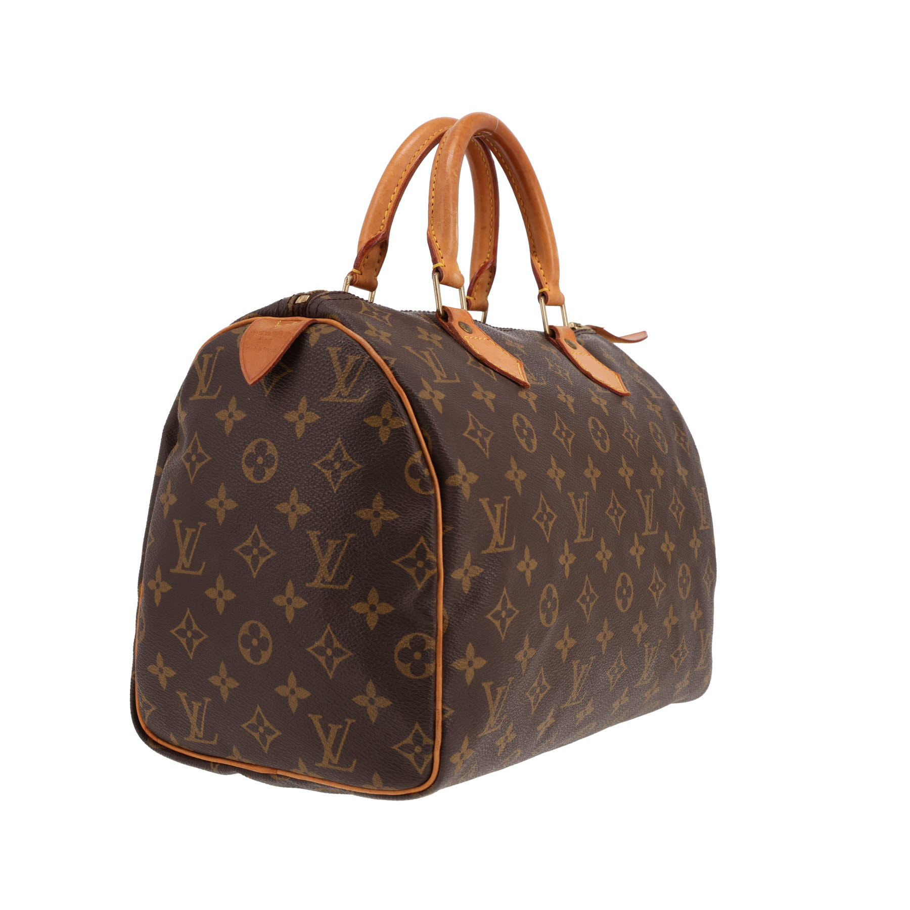 Borsa Louis Vuitton Speedy 30 in tela Monogram marrone e pelle naturale