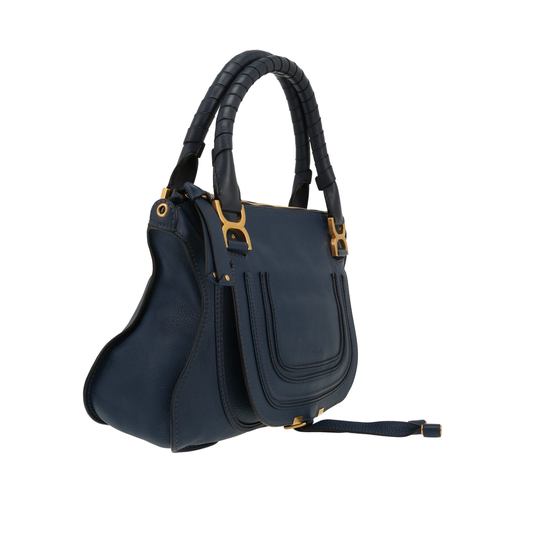 Chloé  Marcie handbag  in blue grained leather