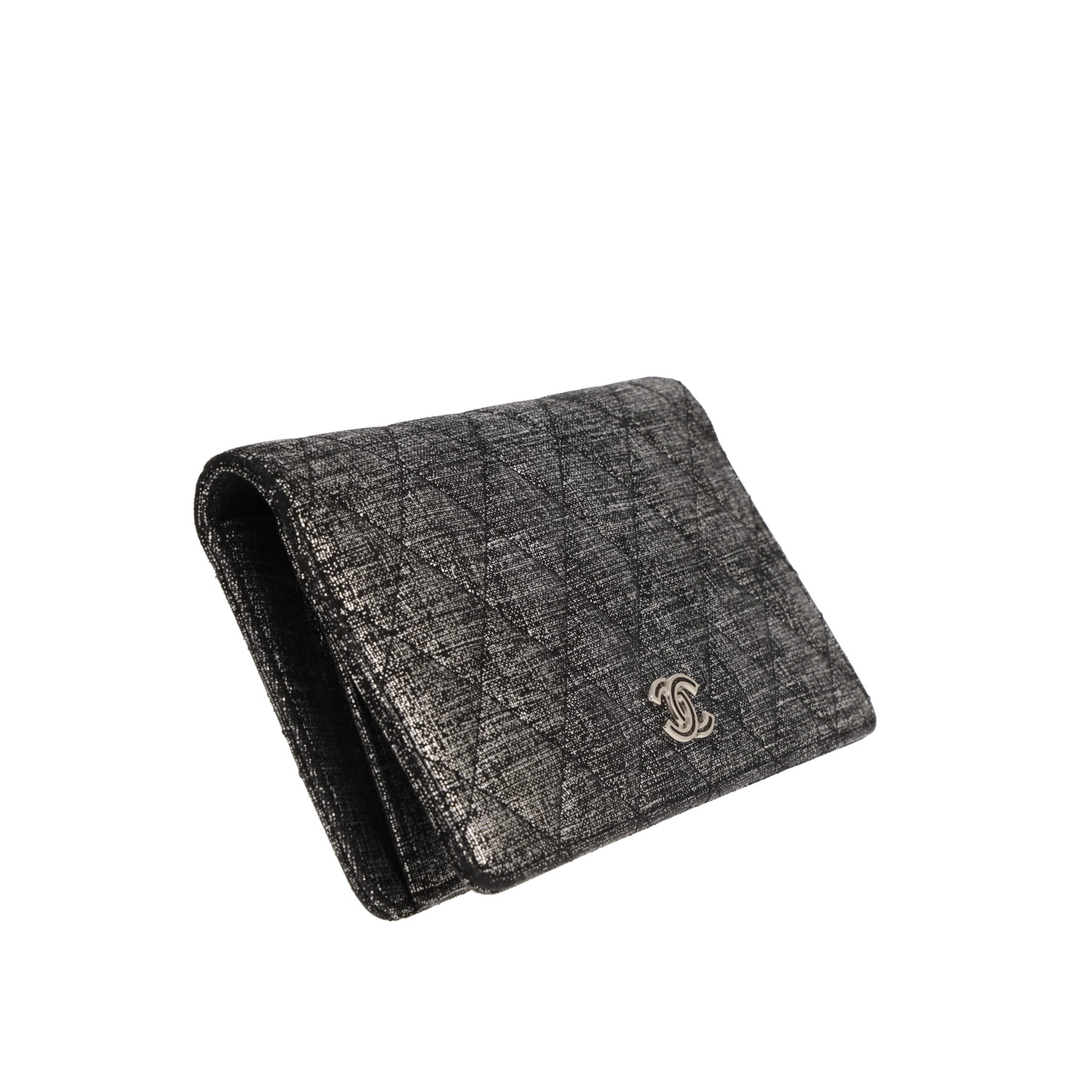 Chanel   wallet , black and white glittering leather