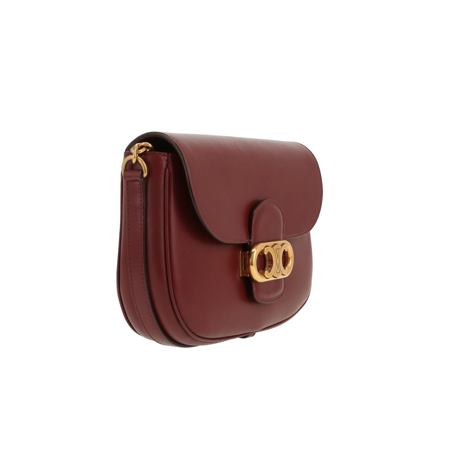 Celine  Maillon Triomphe shoulder bag  in burgundy leather