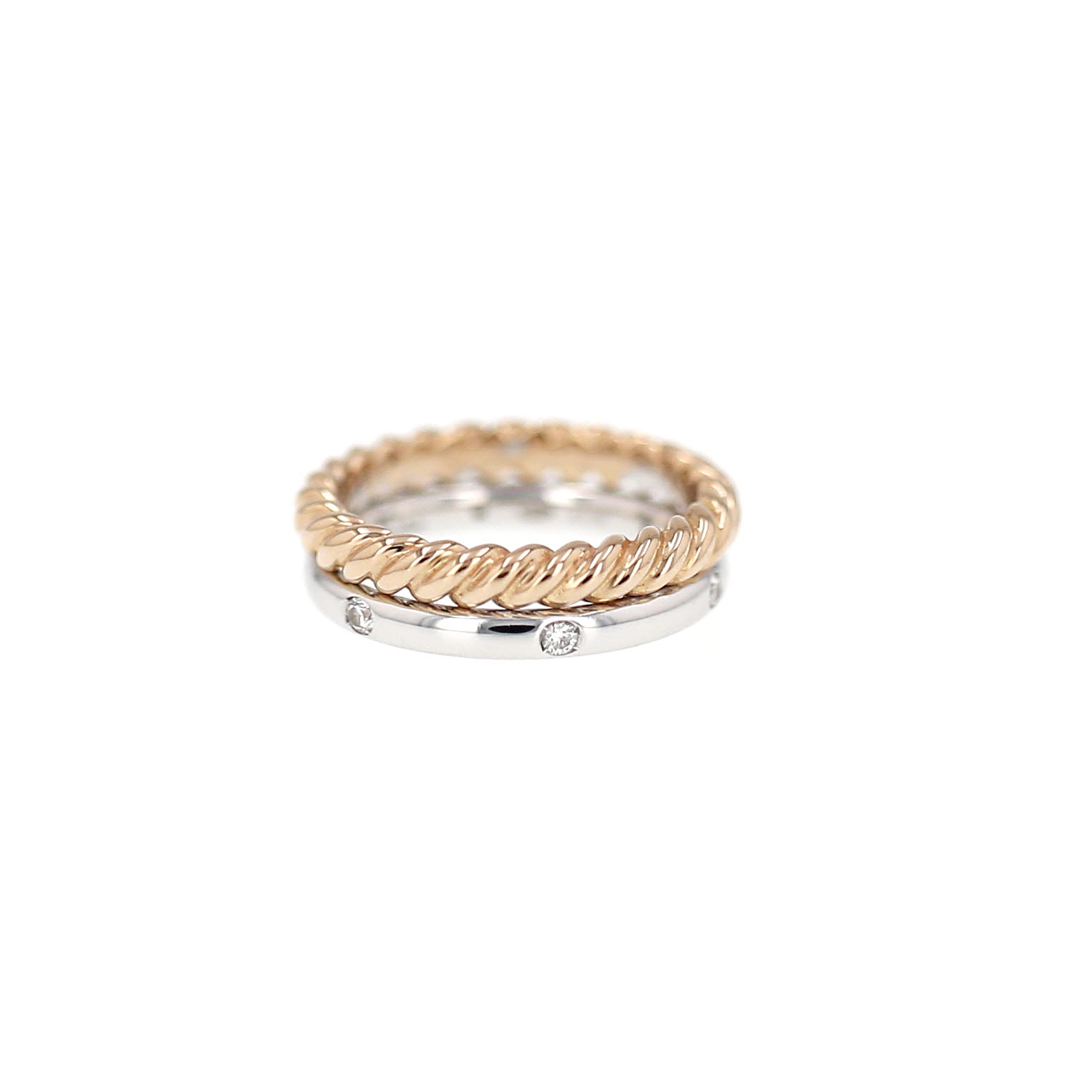 Pomellato Milano ring in white gold, pink gold and diamonds