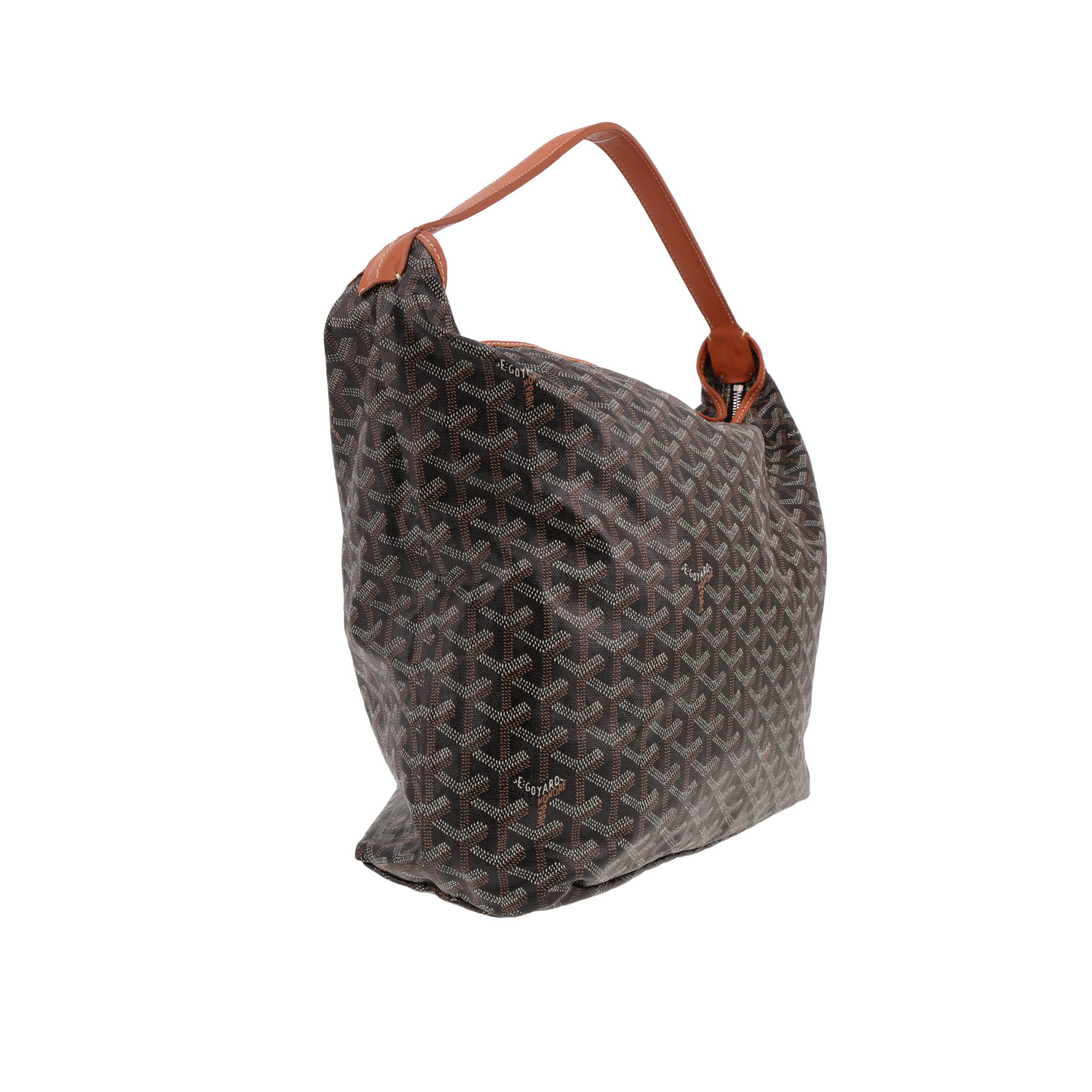 Sac à main Goyard  Hobo Bohème en toile Goyardine marron et cuir marron