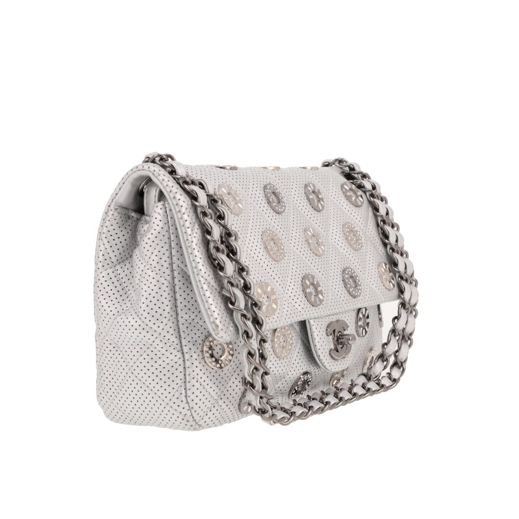 Borsa Chanel  Timeless in pelle trapuntata argentata