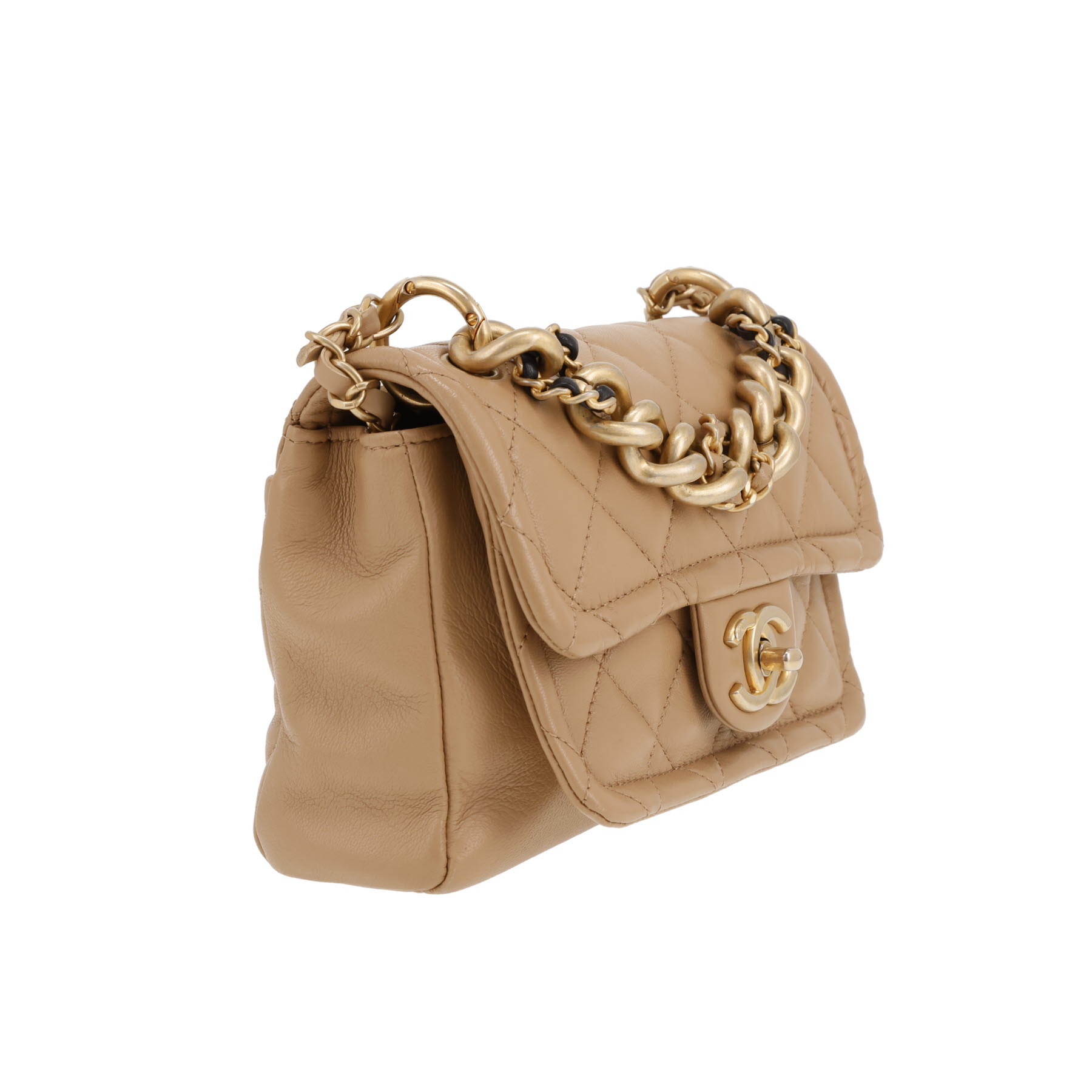 Sac bandoulière Chanel  Mini Timeless en cuir matelassé beige