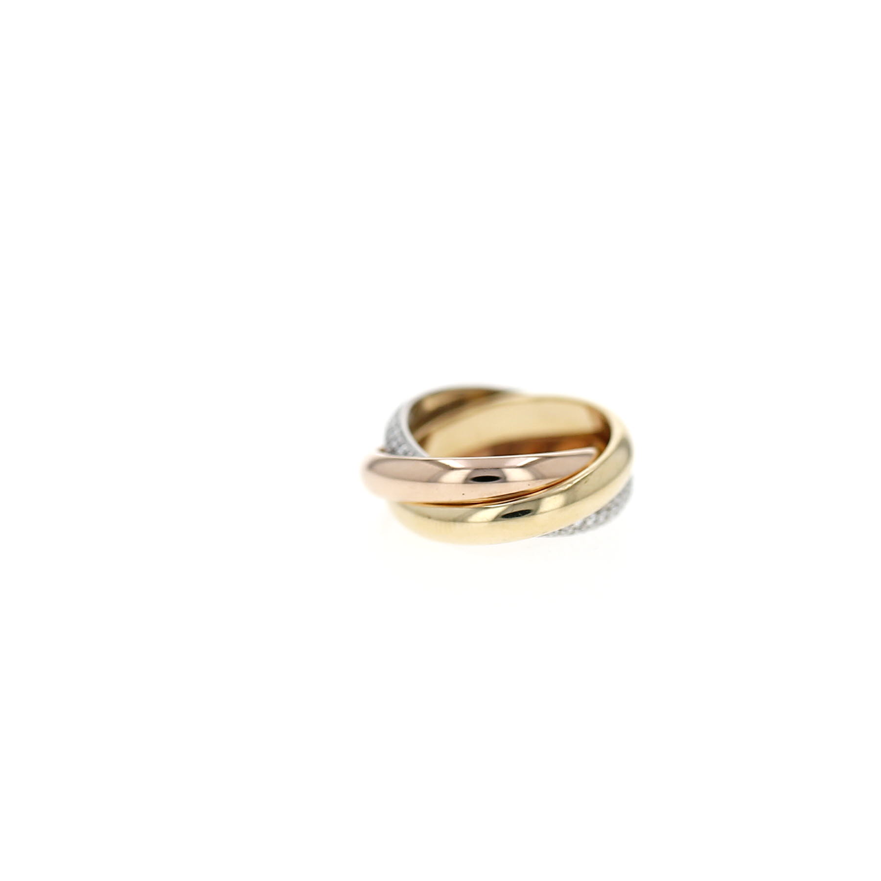 Cartier Trinity medium model ring in 3 golds and diamonds