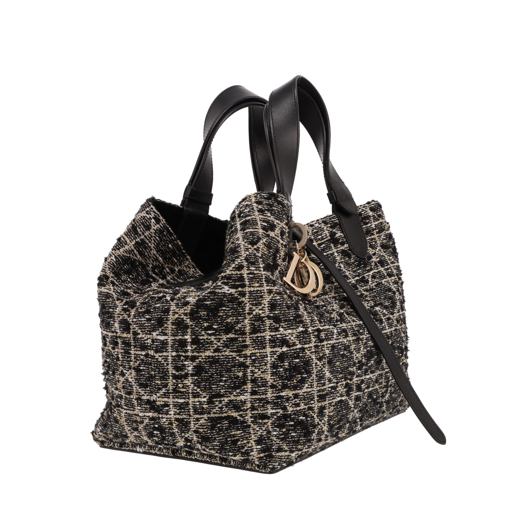 Borsa Dior  Toujours in tweed nero e dorato e pelle nera