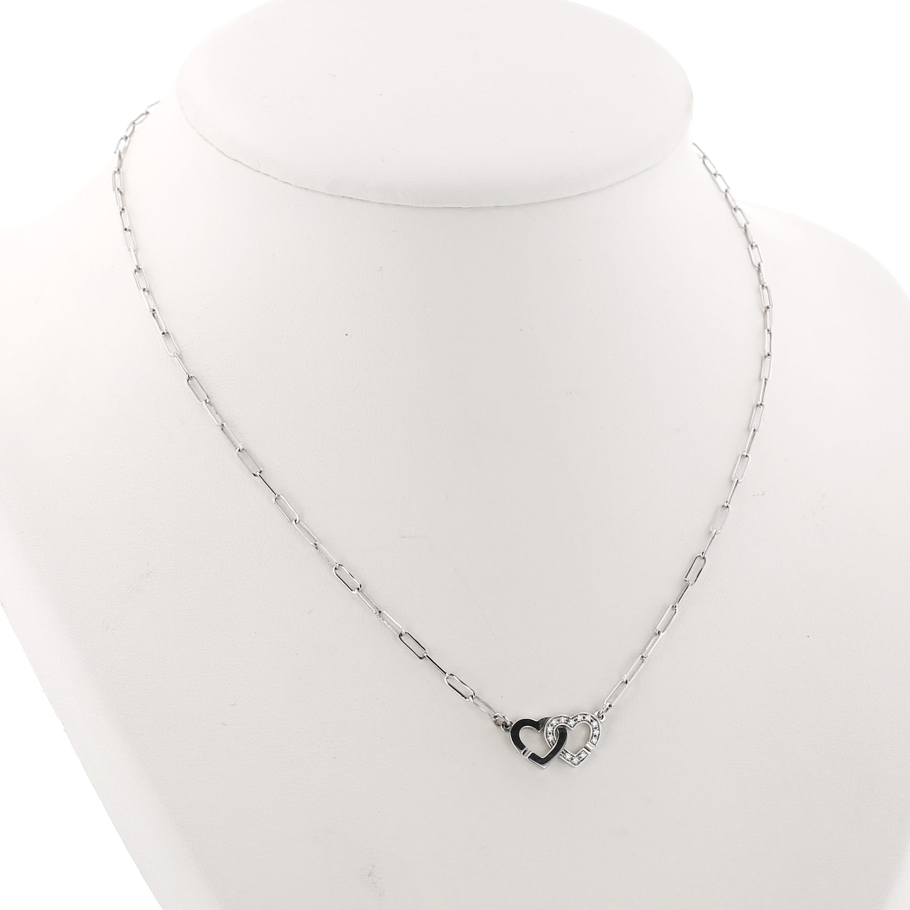 Collana Dinh Van Double Coeurs XS in oro bianco e diamanti