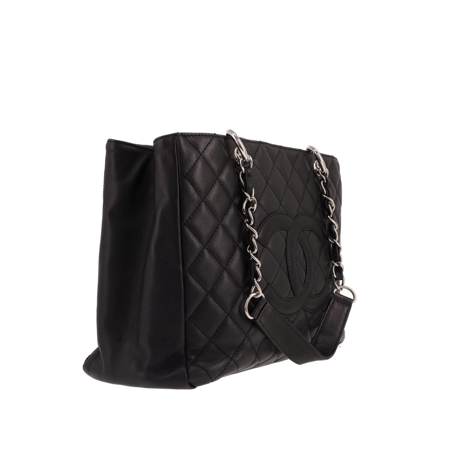 Sac à main Chanel  Shopping GST en cuir grainé matelassé noir
