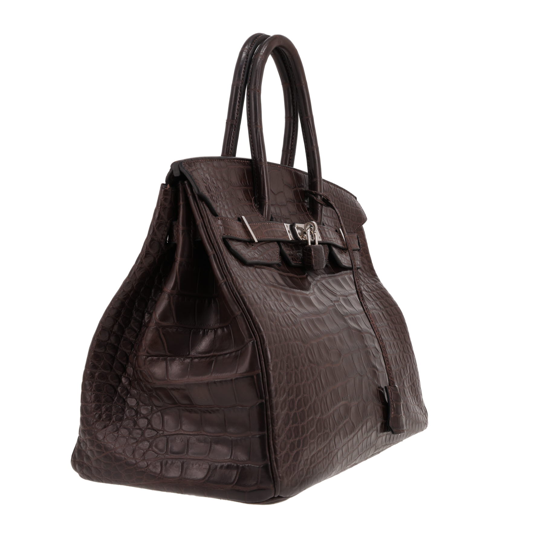 Bolso de mano Hermès  Birkin 35 cm en aligátor marrón