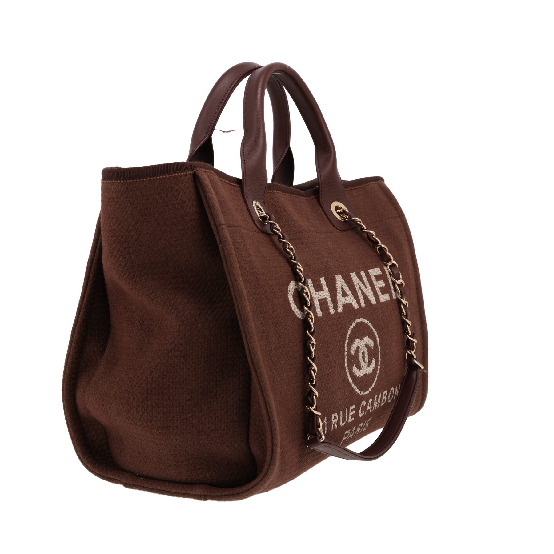Bolso Cabás Chanel  Deauville modelo mediano  en lona y cuero marrón