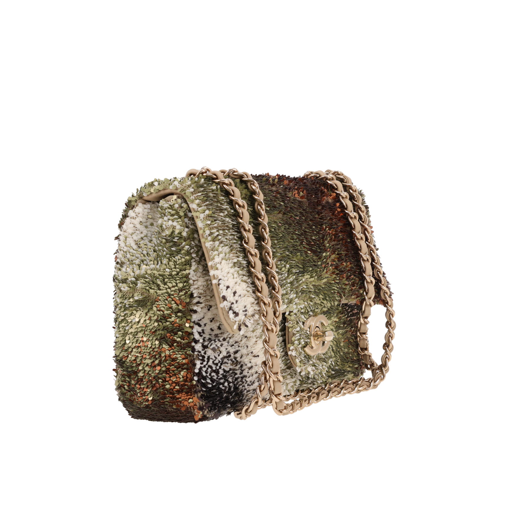 Sac bandoulière Chanel  Timeless Petit en sequin dégradé vert