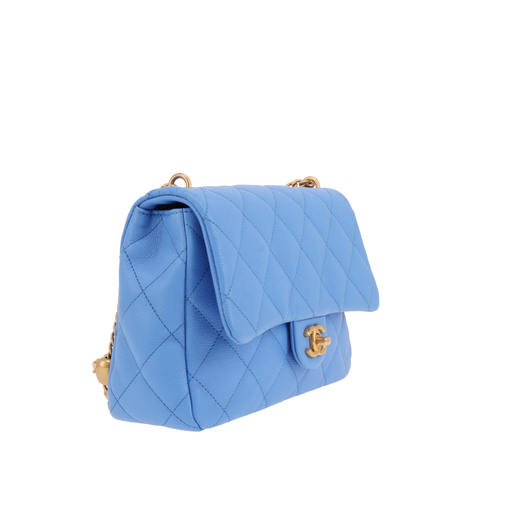 Bolso de mano Chanel   en cuero granulado azul claro