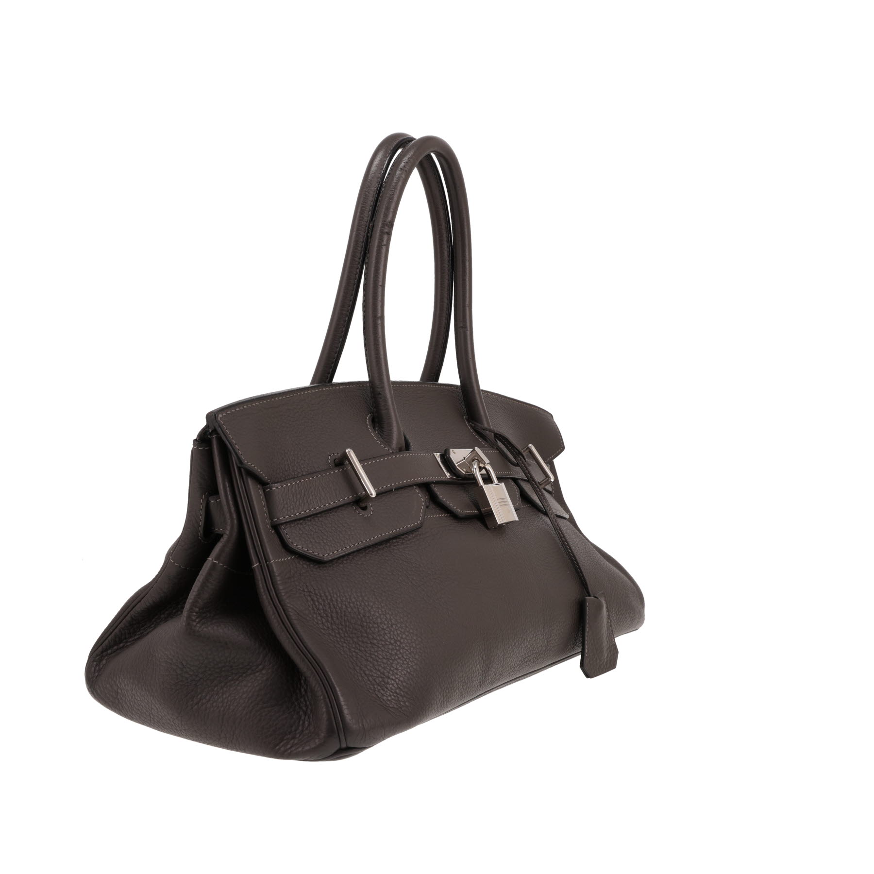 Sac porté épaule ou main Hermès  Birkin Shoulder en cuir togo gris