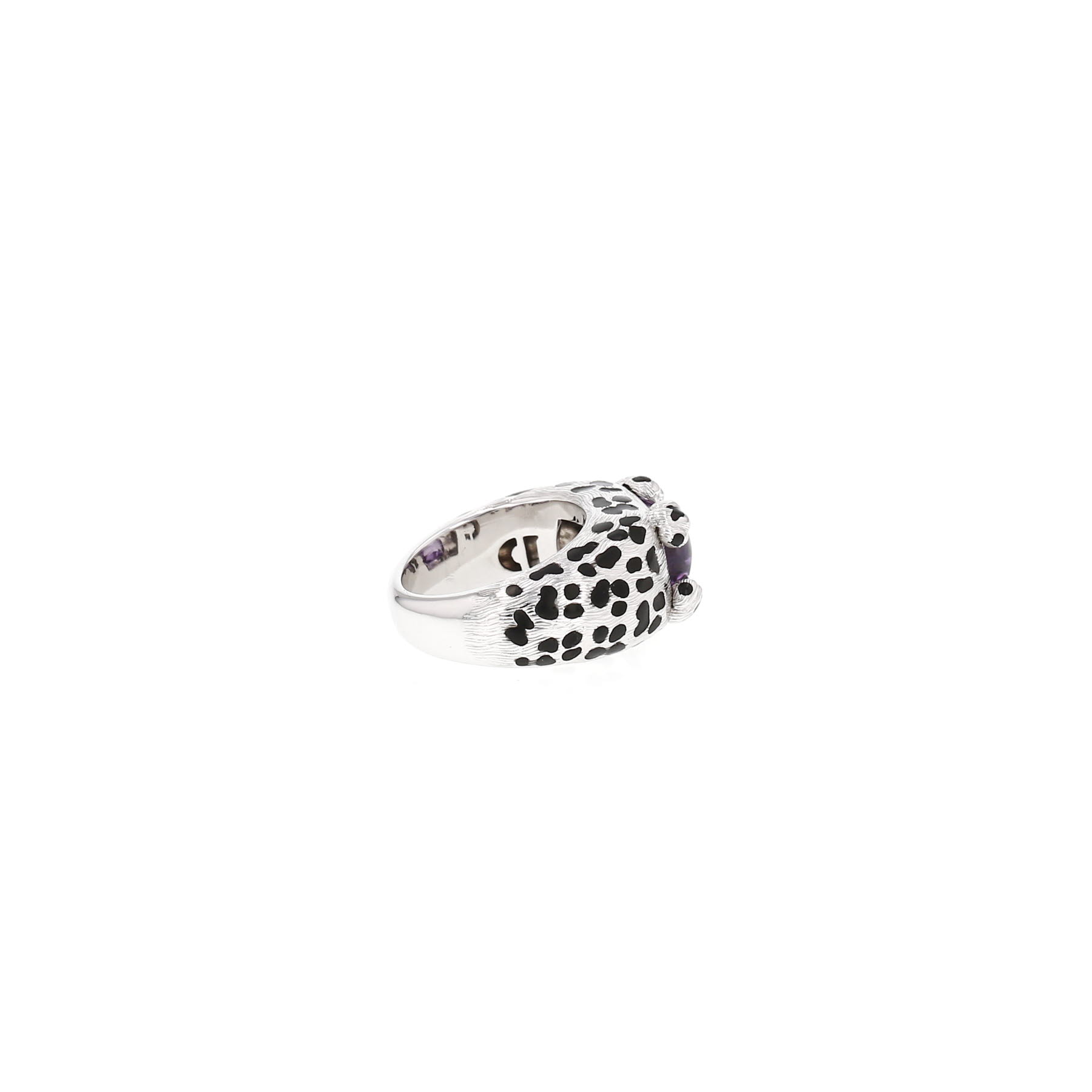 Anillo Dior Mitzah de oro blanco, laca y amatista