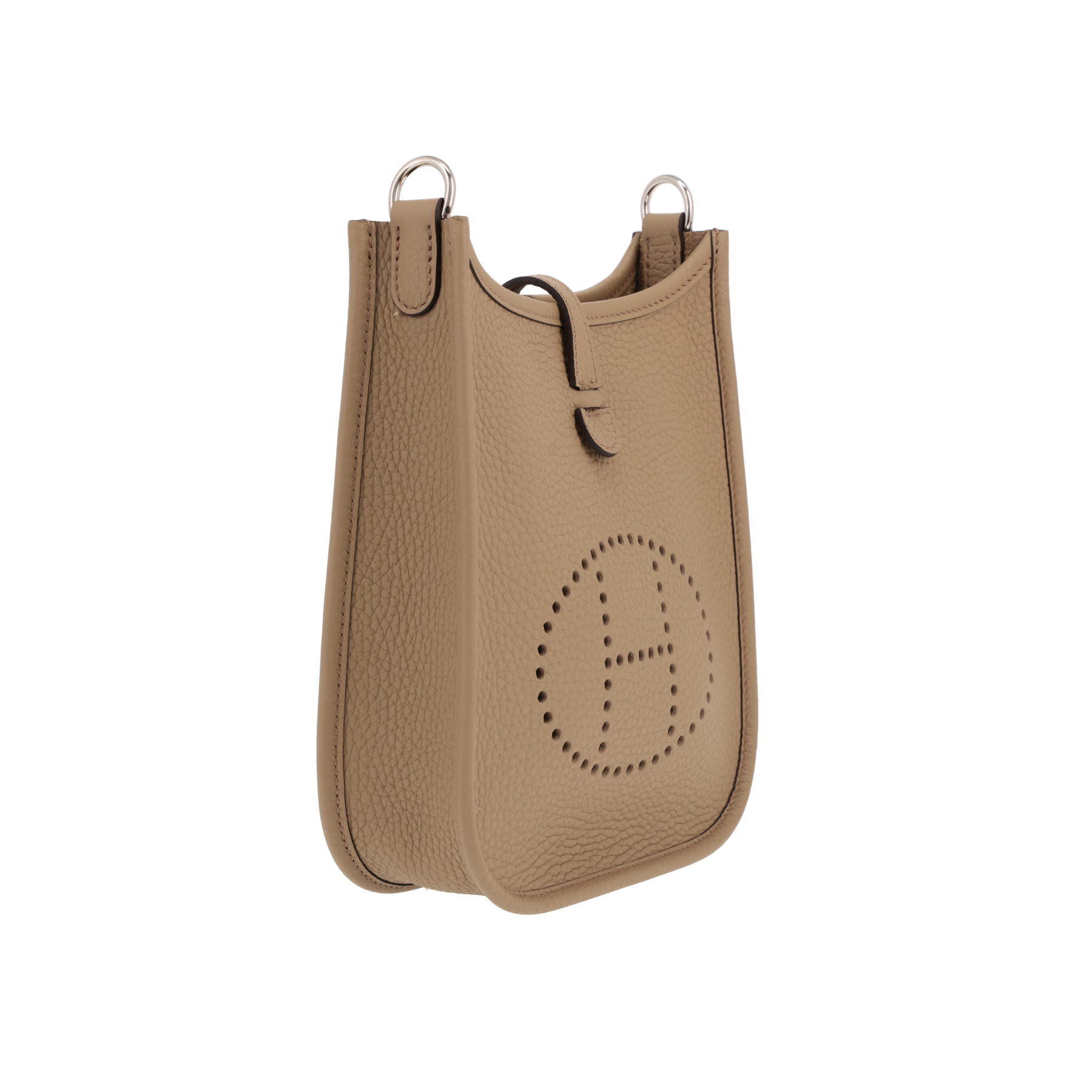 Sac bandoulière Hermès  Mini Evelyne en cuir taurillon clémence Beige Marfa