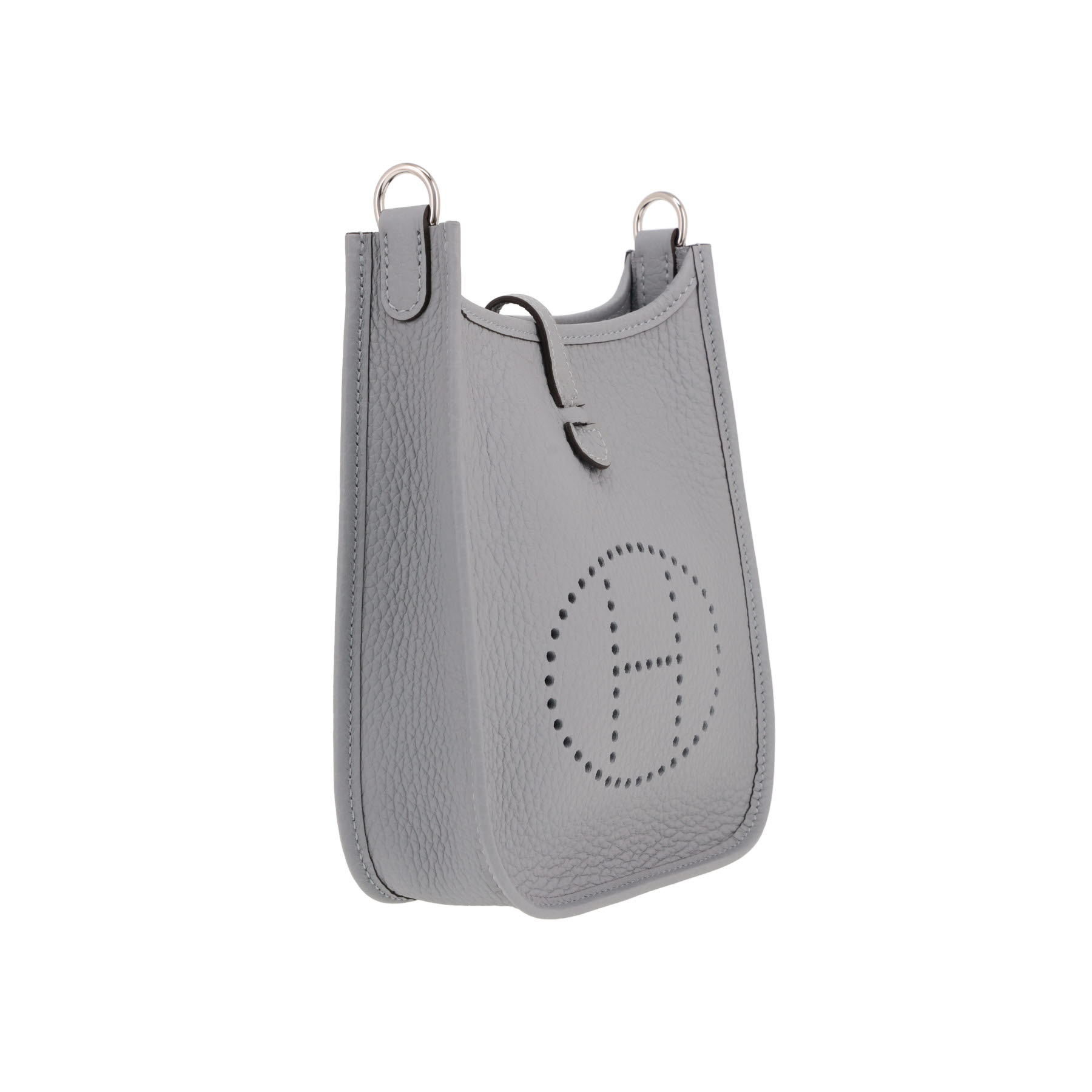 Sac bandoulière Hermès  Mini Evelyne en cuir taurillon clémence Gris Pantin