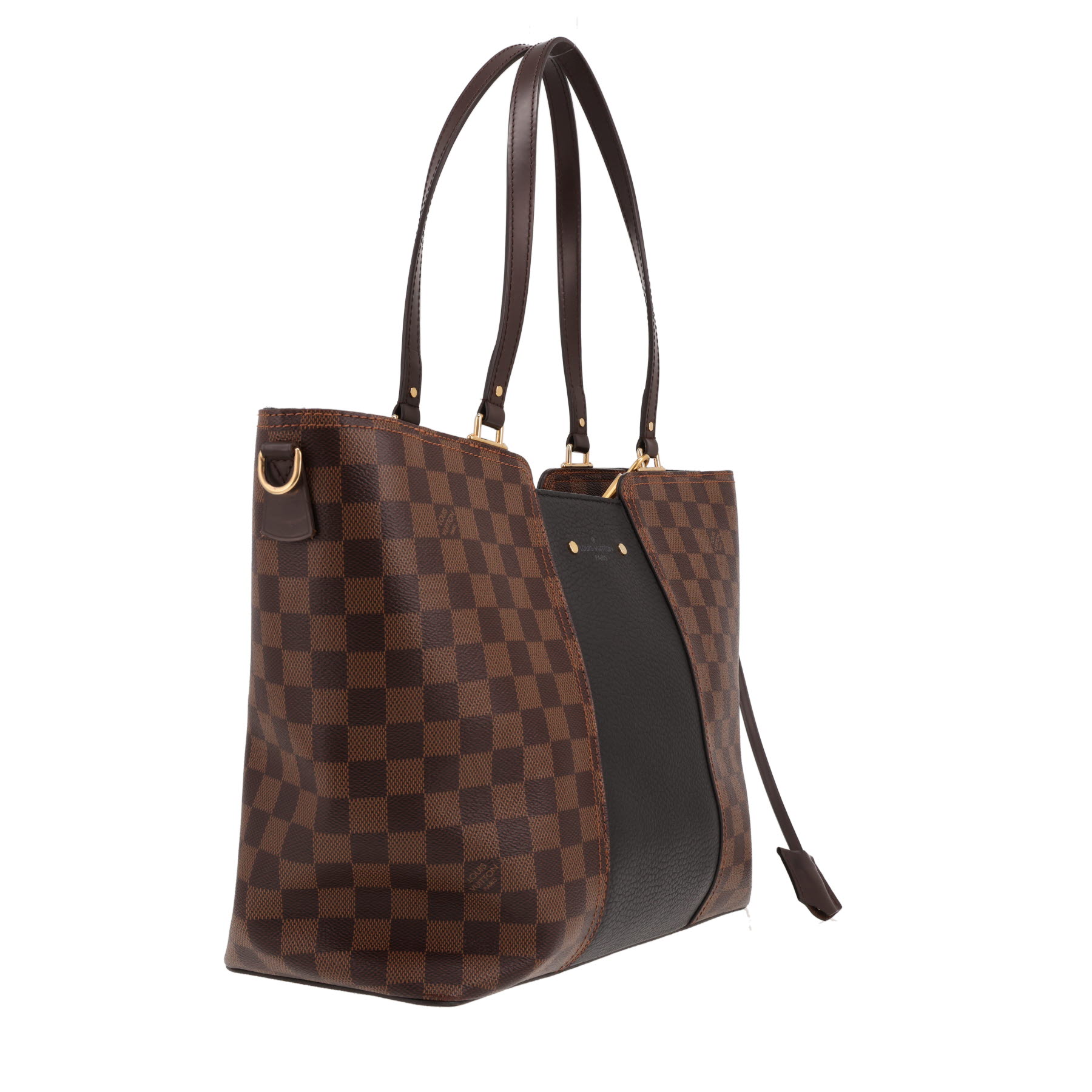 Louis Vuitton  Jersey handbag  in brown damier canvas  and black leather