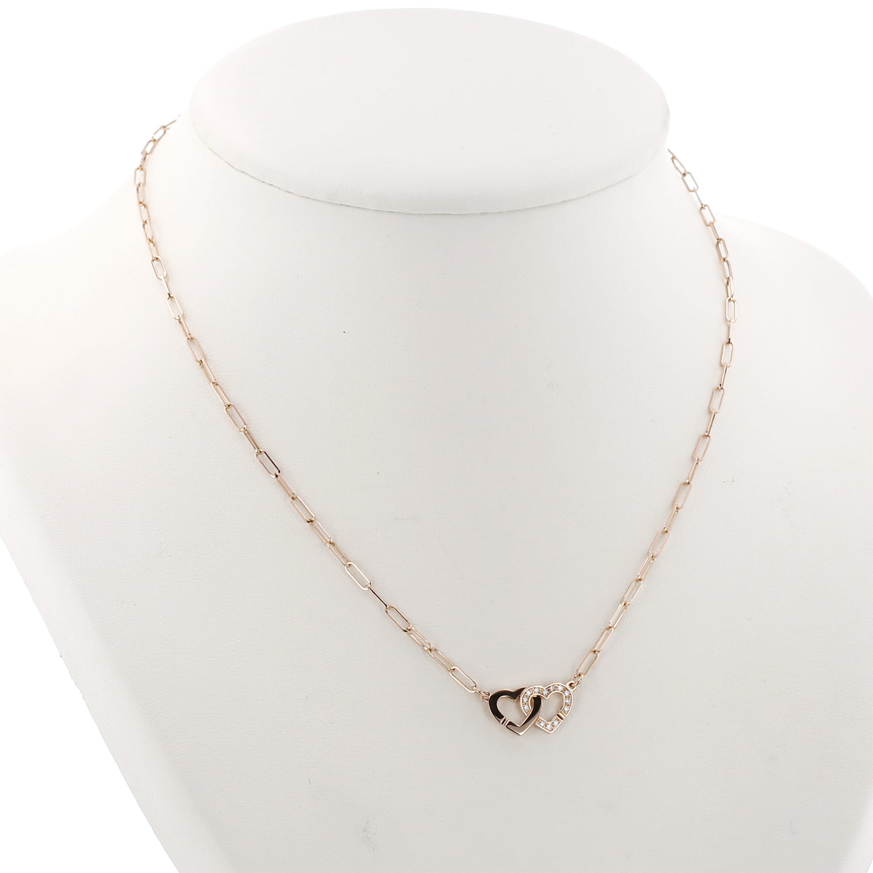 Dinh Van Double Coeurs necklace in pink gold and diamonds