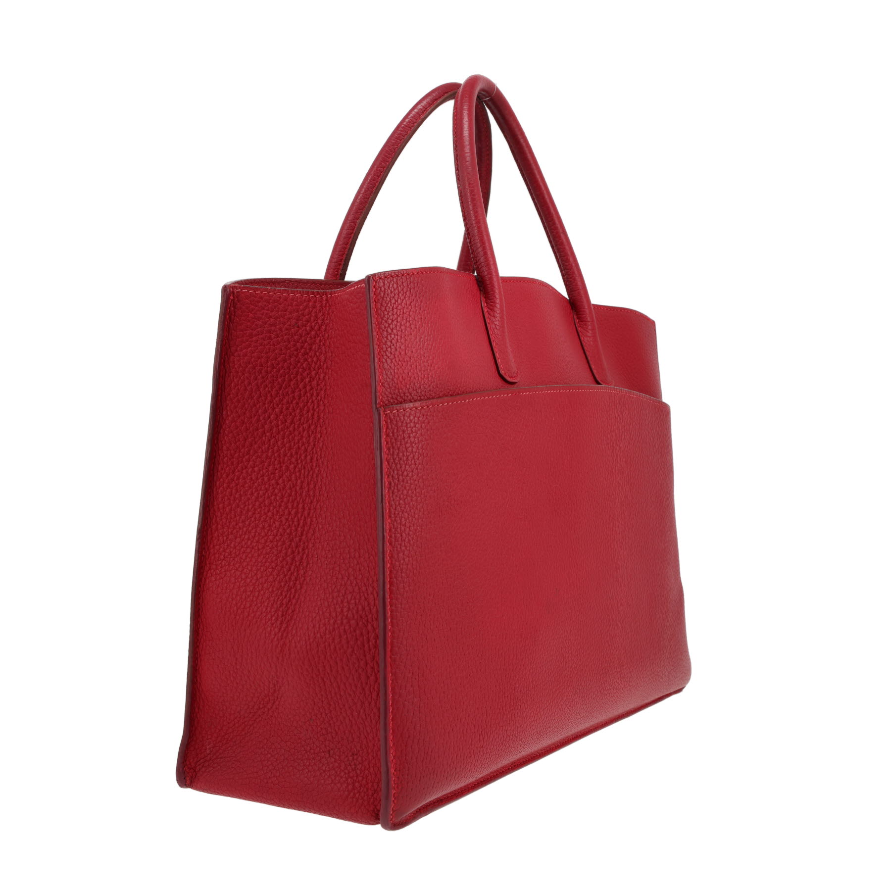 Hermès  White Bus handbag  in red togo leather