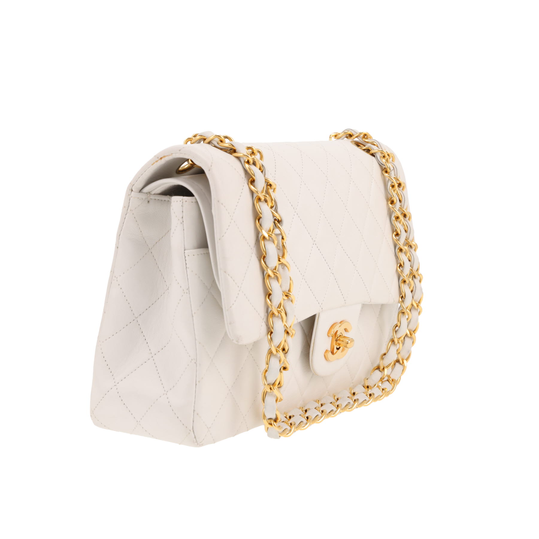 Sac à main Chanel  Timeless Classic en cuir matelassé blanc