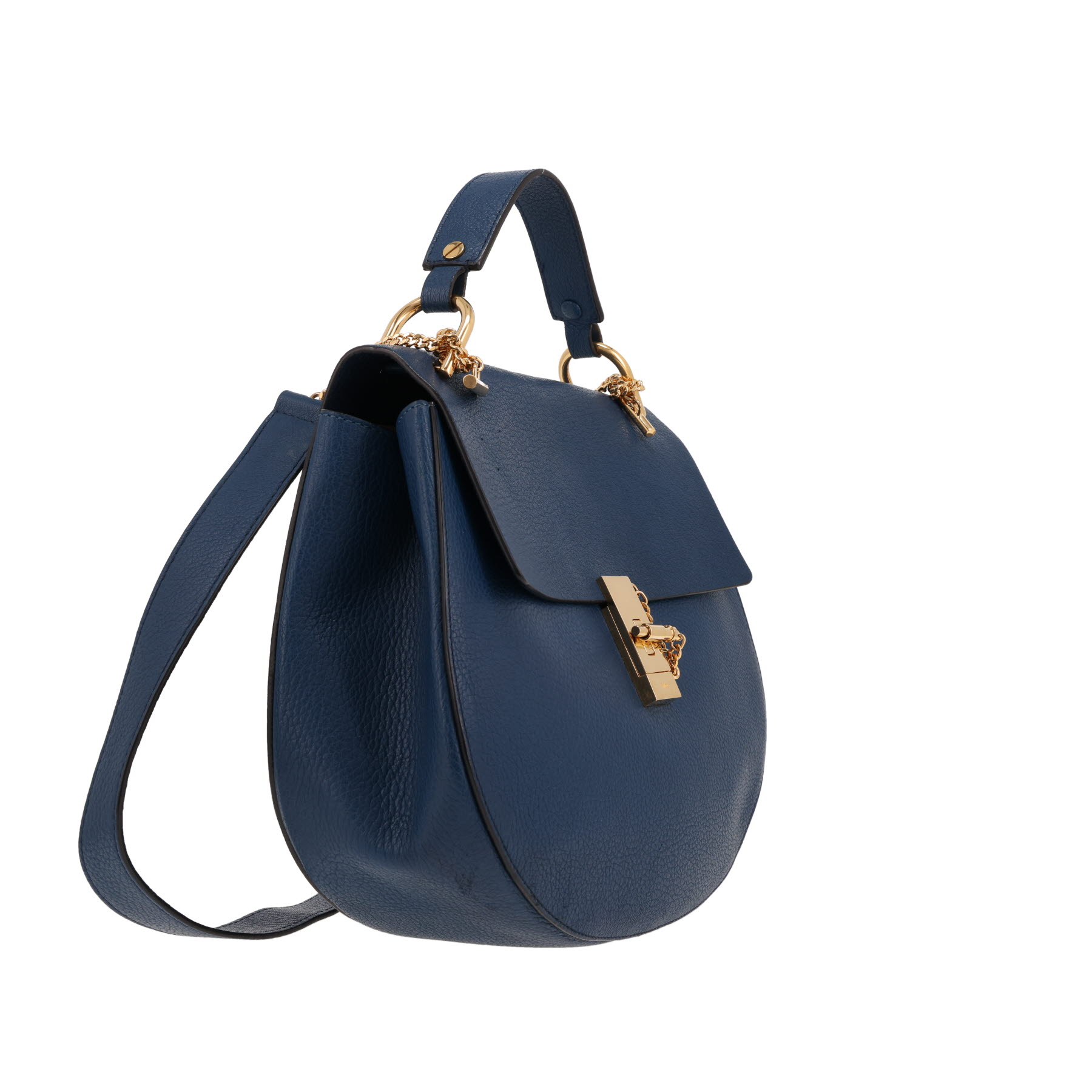 Sac bandoulière Chloé  Drew en cuir grainé bleu