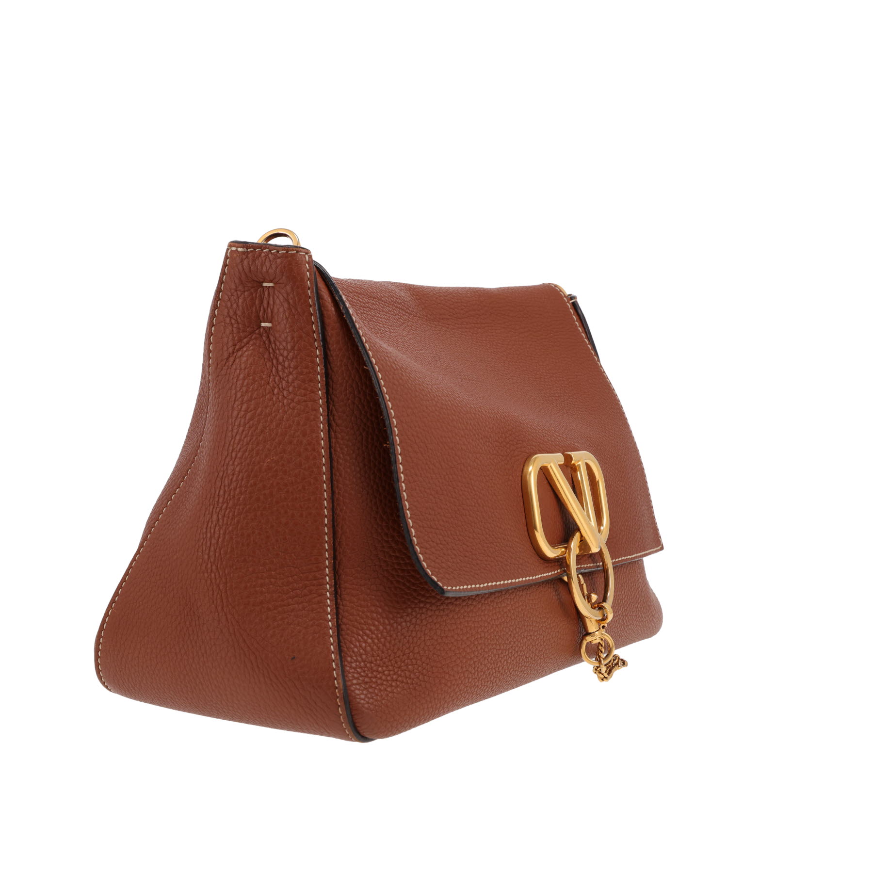 Borsa Valentino Garavani   in pelle martellata marrone