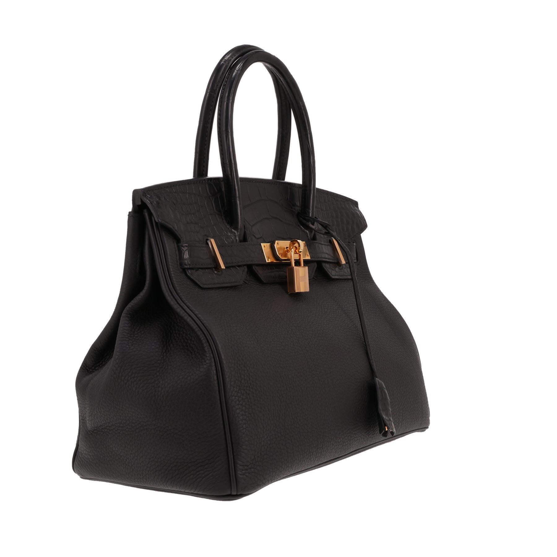 Hermès  Birkin Touch 30 cm handbag  in black togo leather  and black alligator