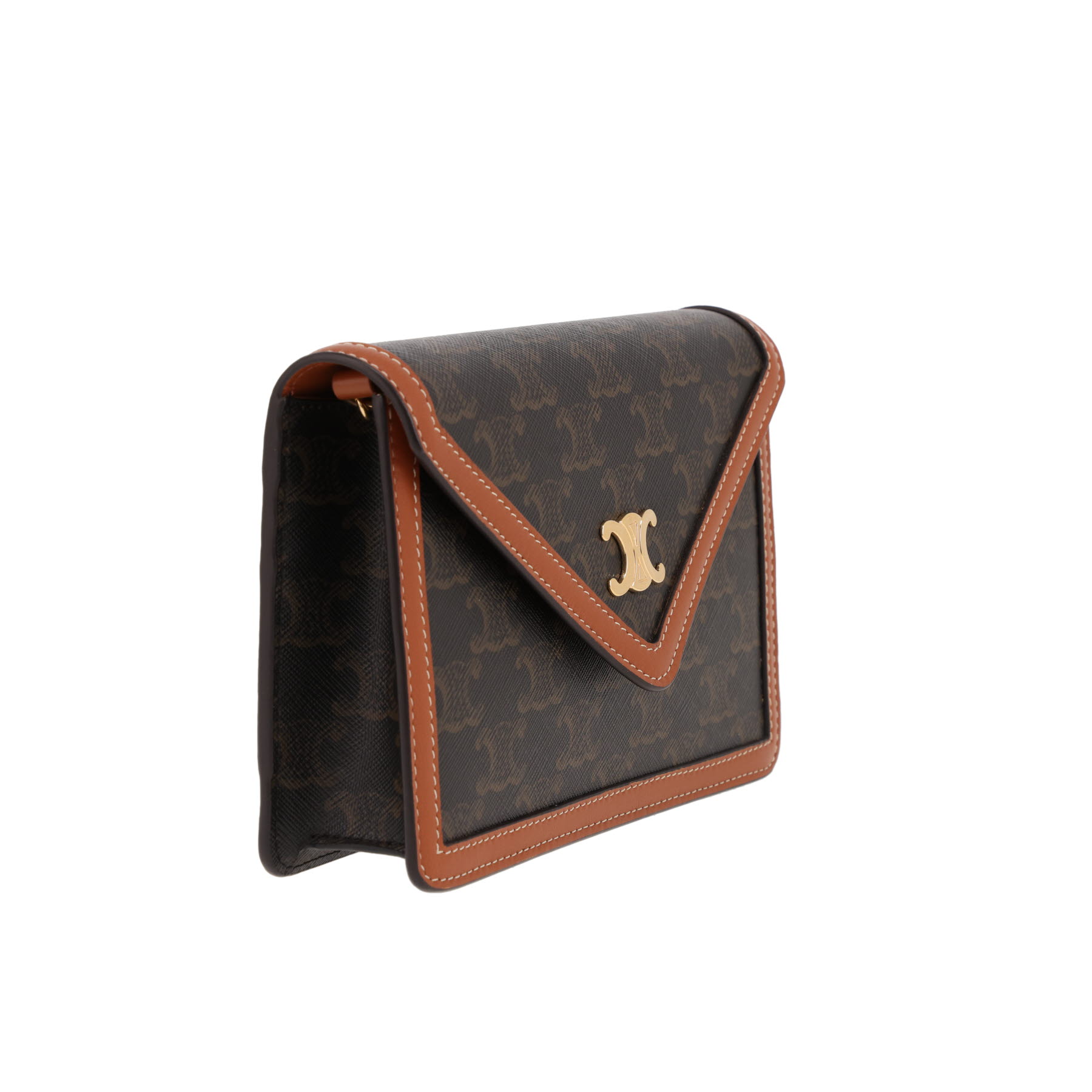 Borsa a tracolla Celine  Margo in tela siglata e pelle marrone