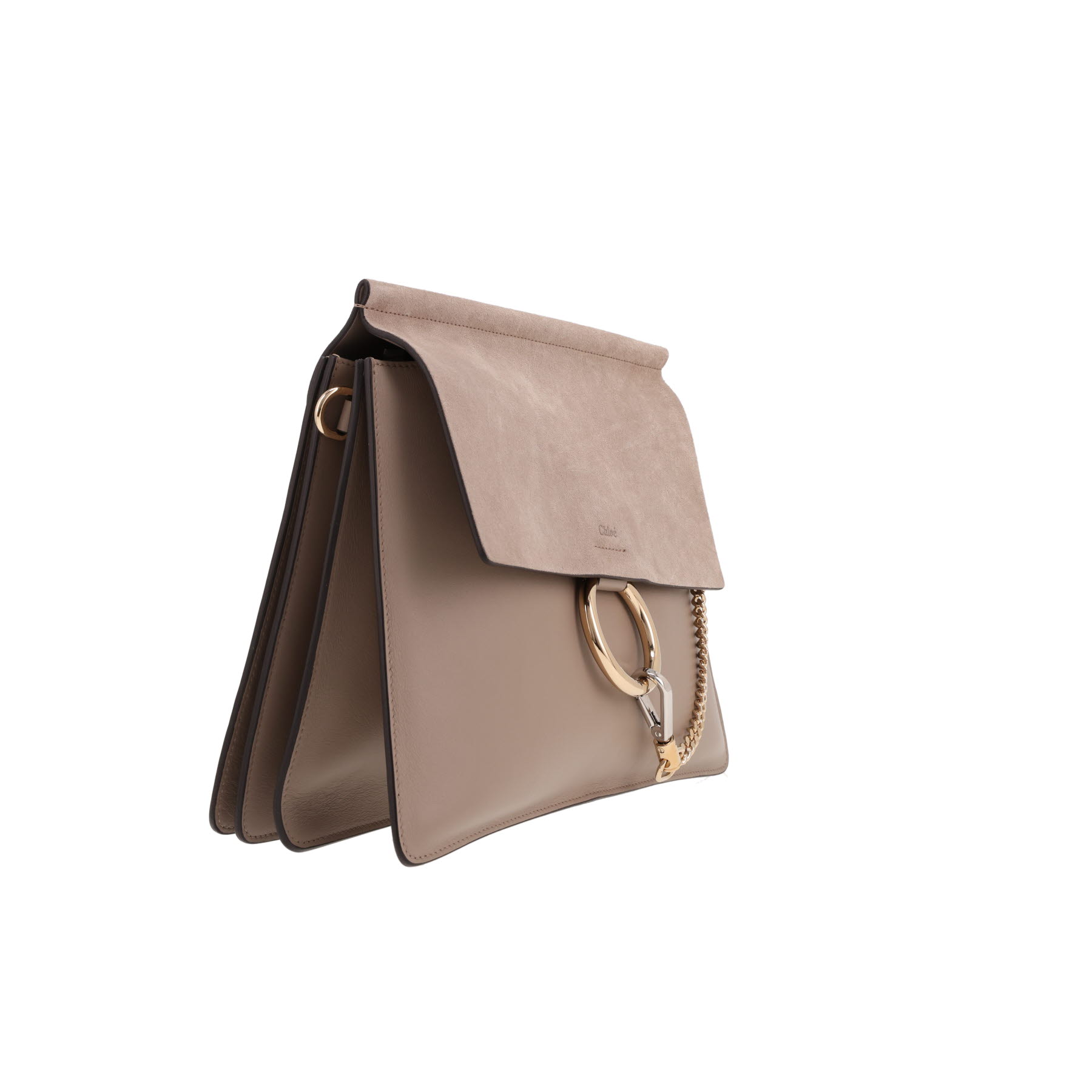 Chloé  Faye handbag  in taupe leather  and taupe Veau velours