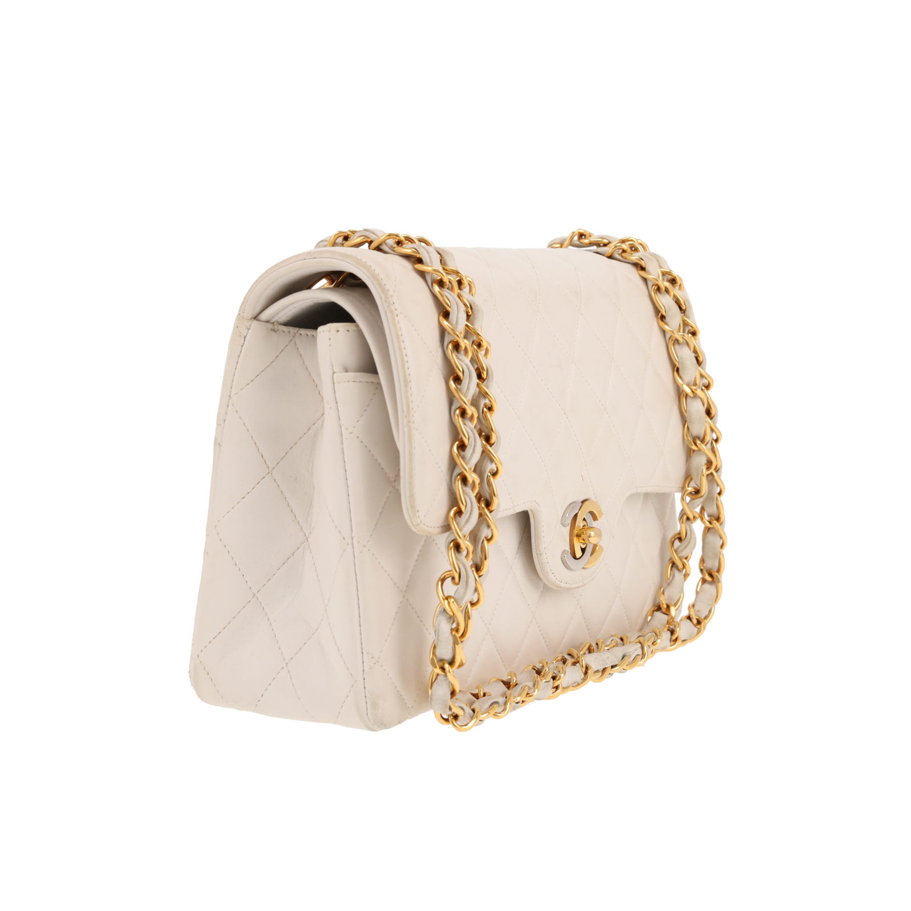 Sac à main Chanel  Vintage en cuir matelassé blanc
