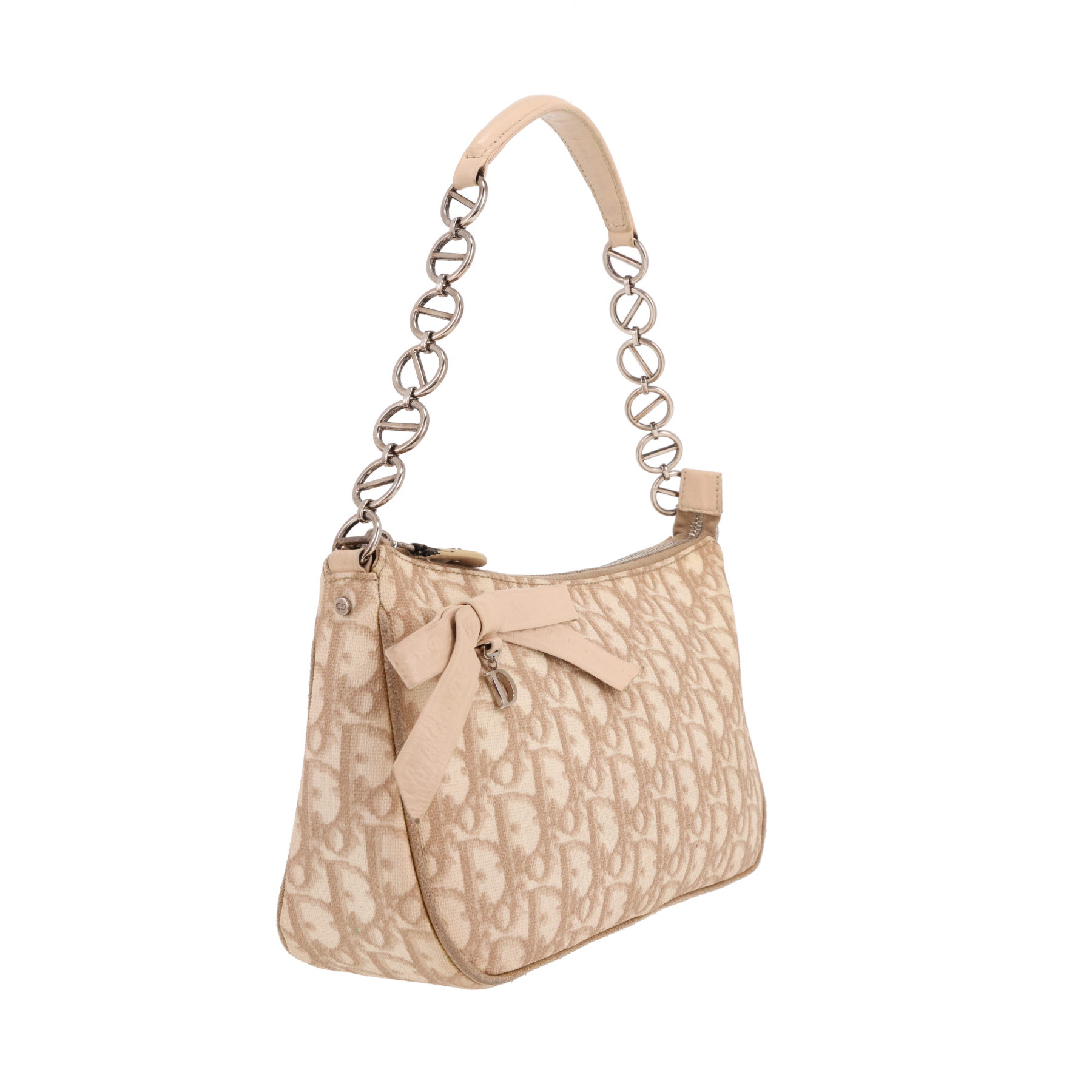 Borsa Dior  Vintage in tessuto a monogramma Oblique beige e pelle beige