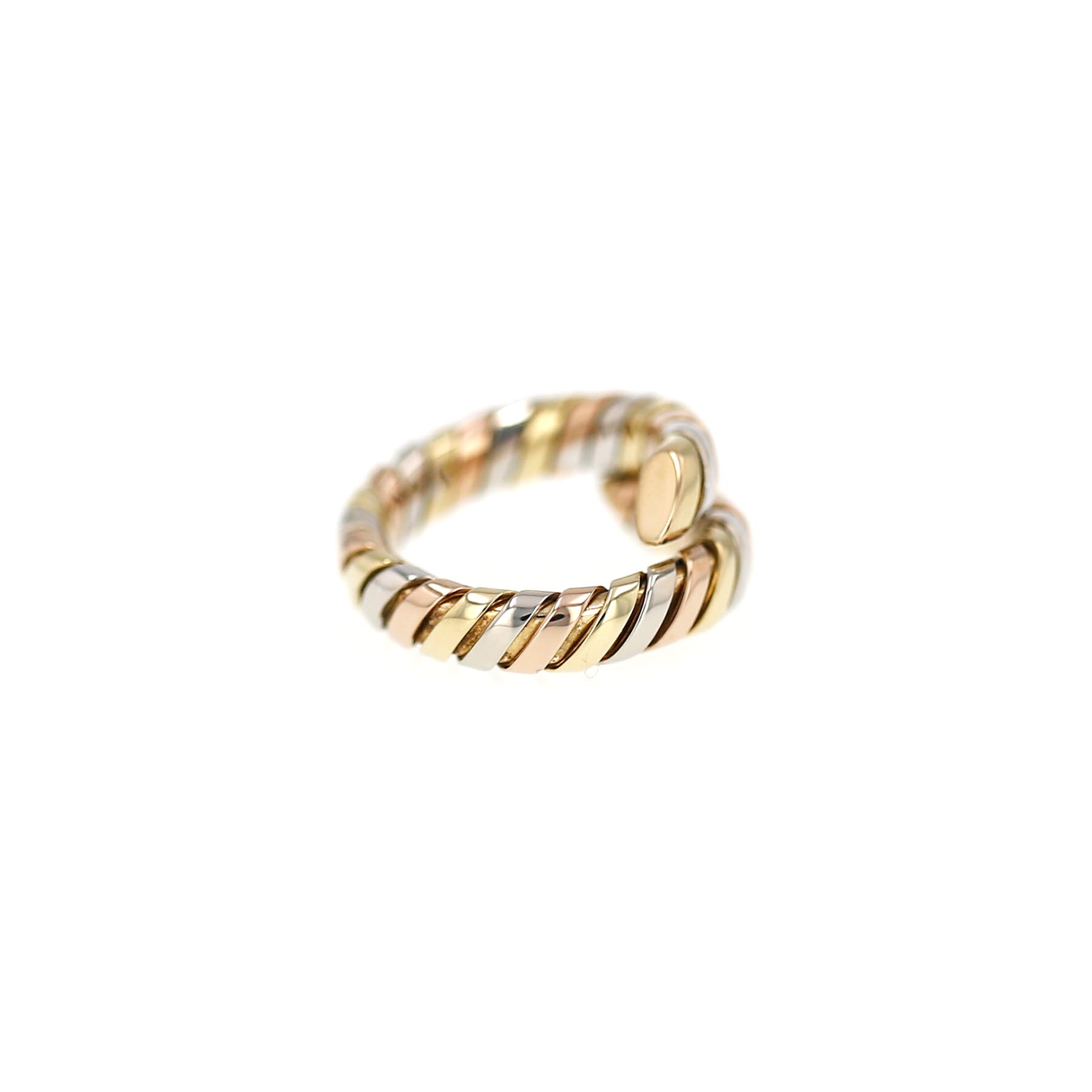 Bulgari Tubogas  1980's ring in yellow gold, pink gold and white gold