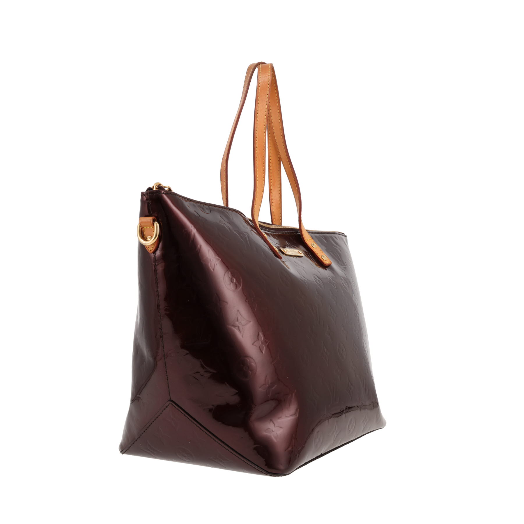 Louis Vuitton  Bellevue handbag  in plum monogram patent leather  and natural leather