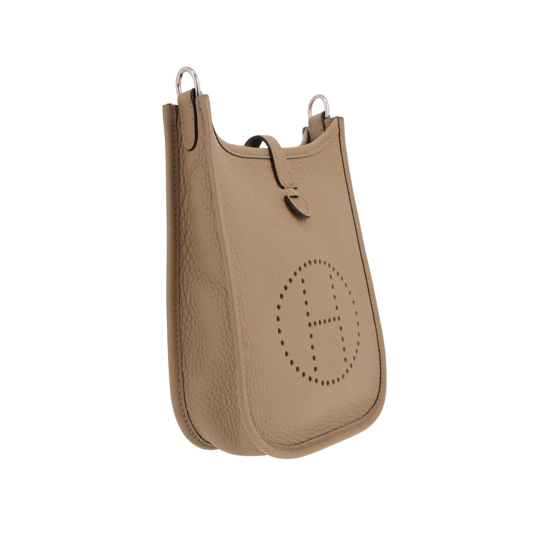 Hermès  Mini Evelyne shoulder bag  in Beige Marfa leather taurillon clémence