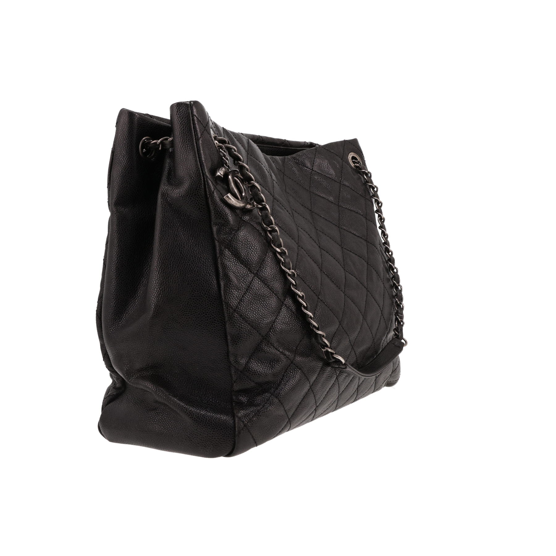 Sac cabas Chanel   en cuir irisé noir