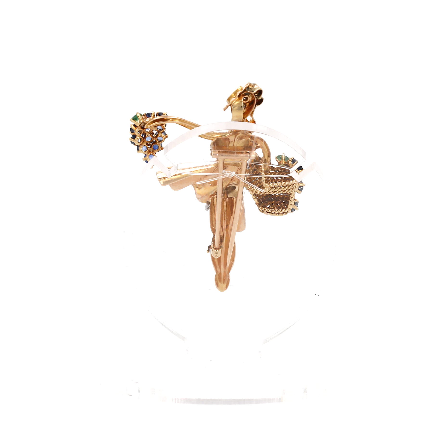 Vintage Lacloche brooch-pendant in pink gold, diamonds and colored stones
