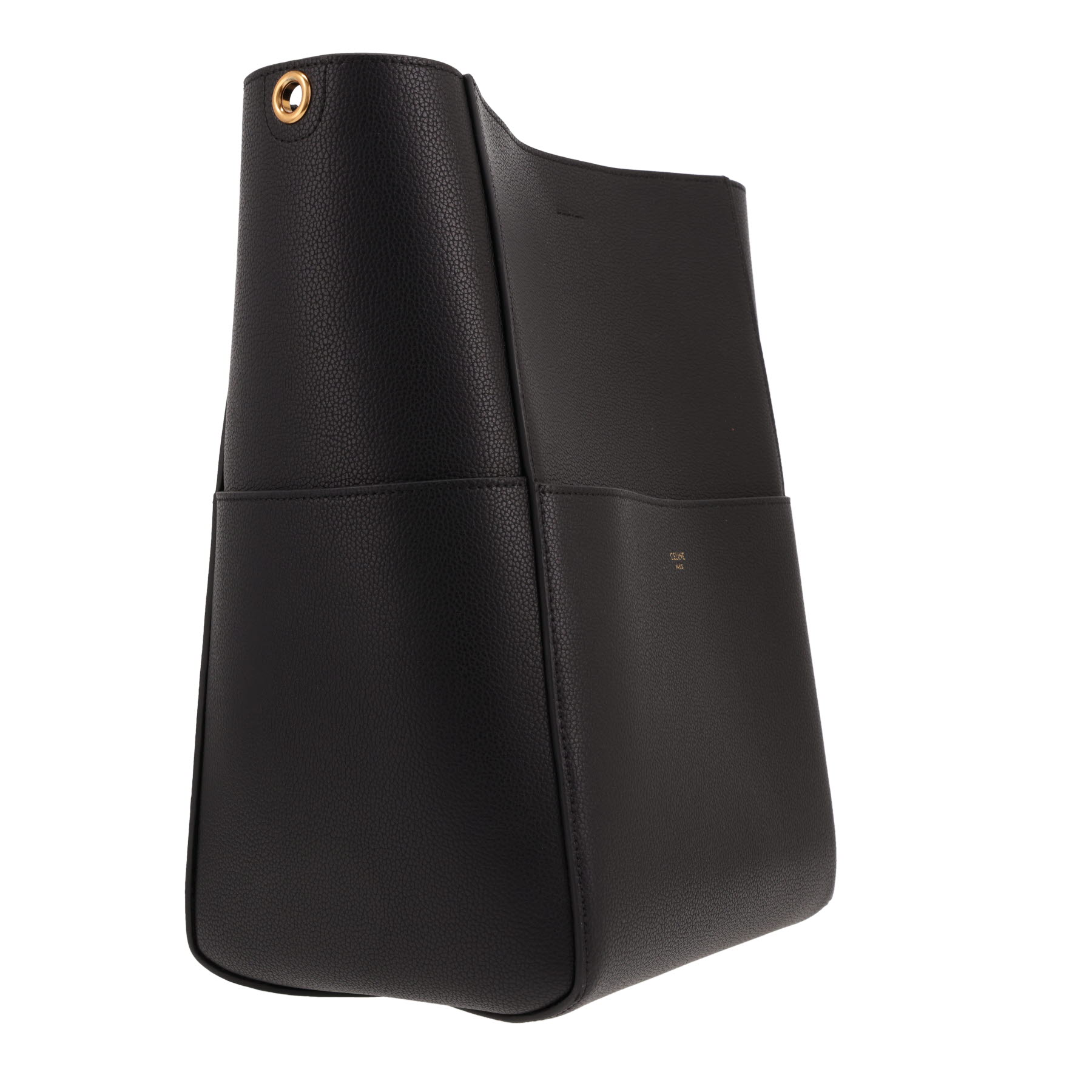 Borsa Celine  Sac Sangle in pelle martellata nera