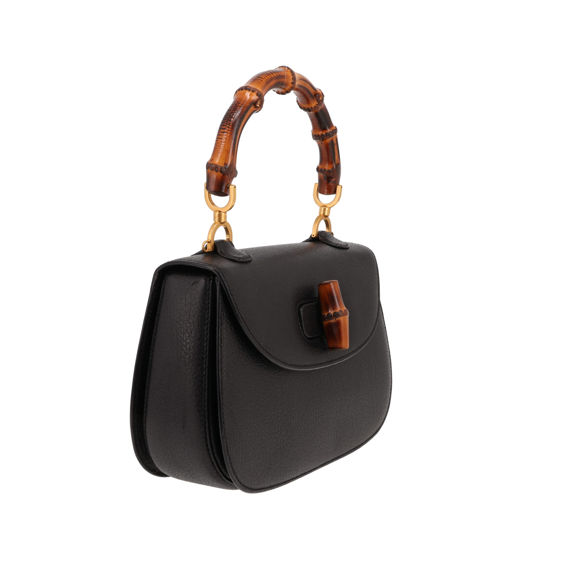 Gucci Bamboo handbag in black peccary leather and bamboo