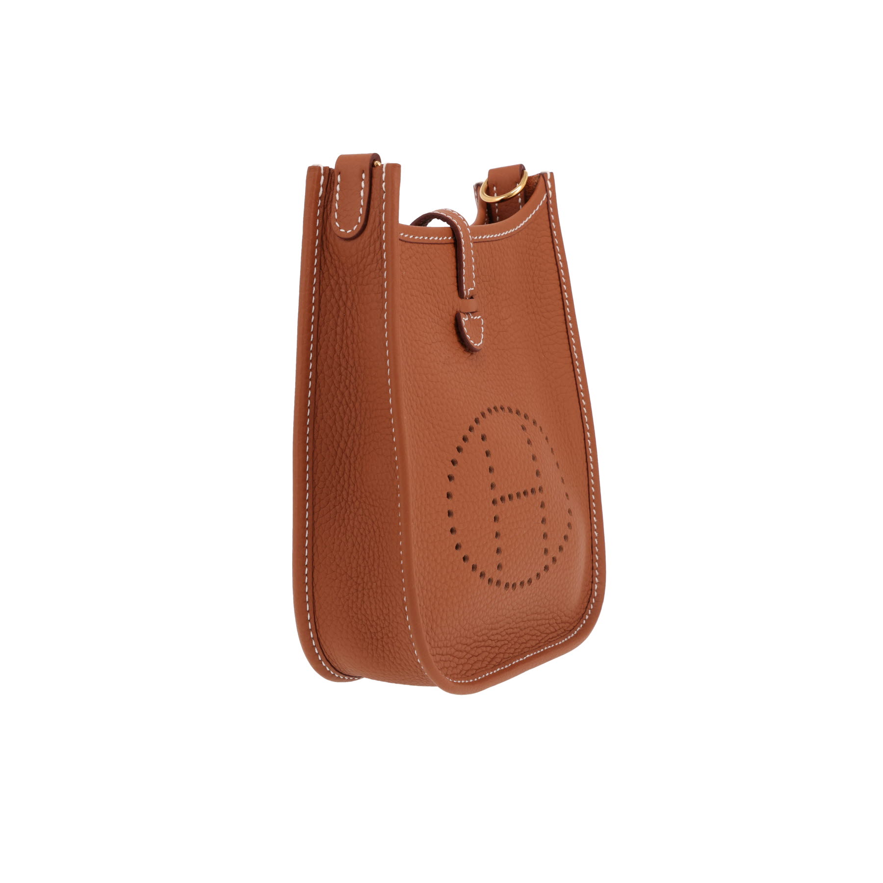 Sac bandoulière Hermès  Mini Evelyne en cuir taurillon clémence gold